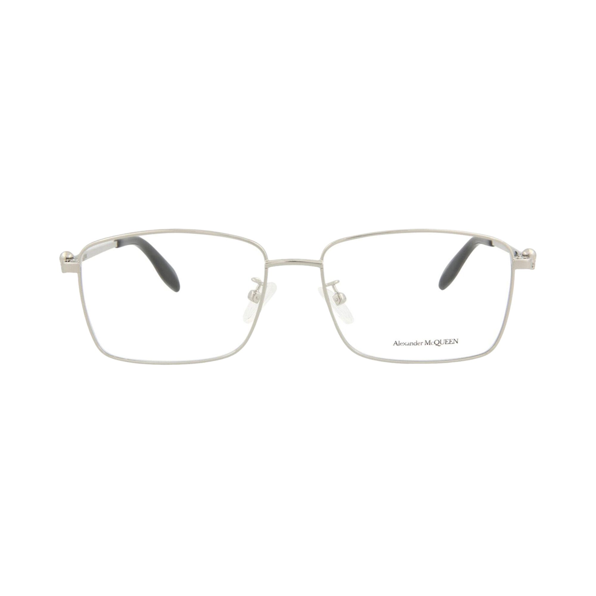Pre-owned Alexander Mcqueen Square-frame Metal Optical Frames 'silver Transparent' | Men's Size Onesize