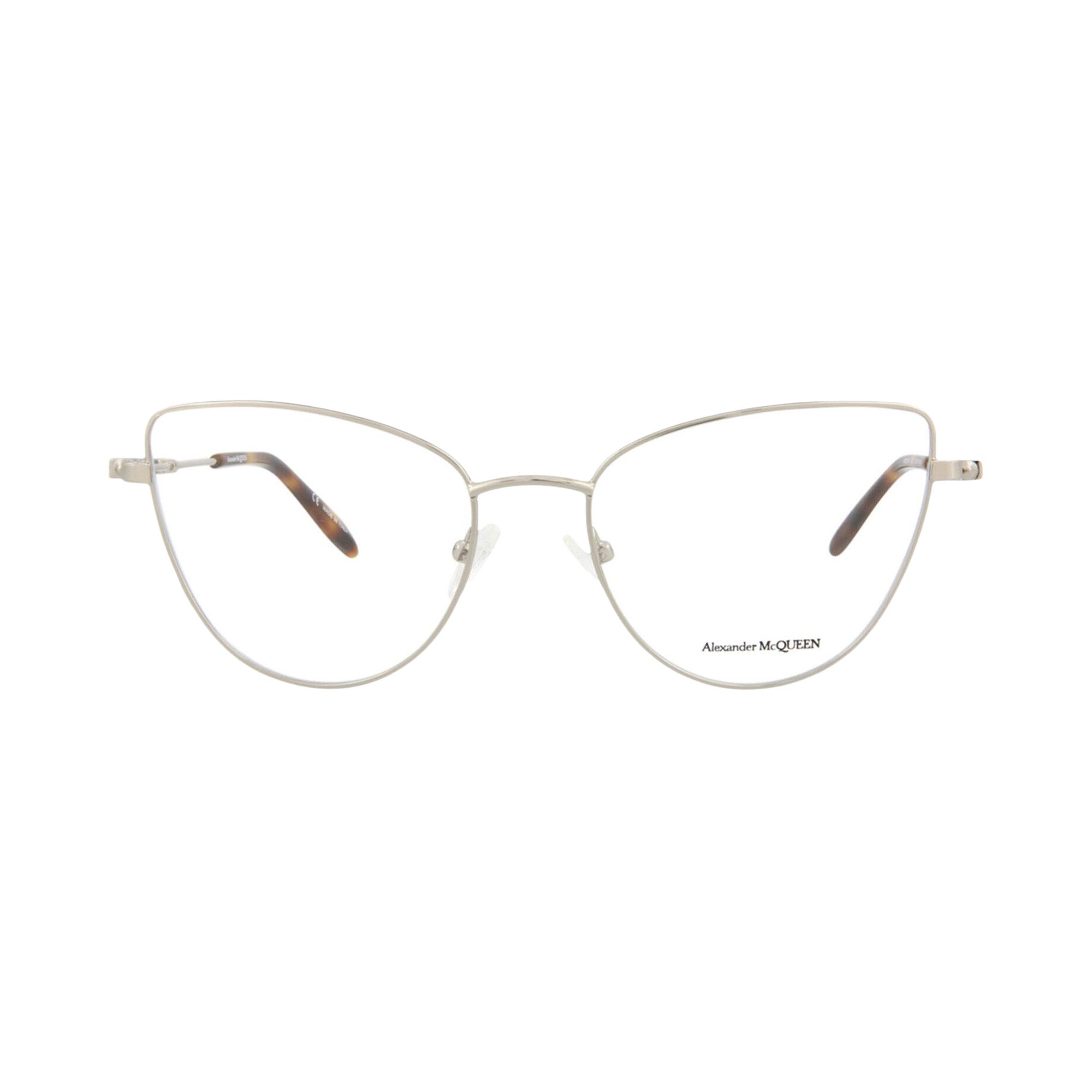Pre-owned Alexander Mcqueen Cat Eye-frame Metal Optical Frames 'silver Transparent' | Women's Size Onesize
