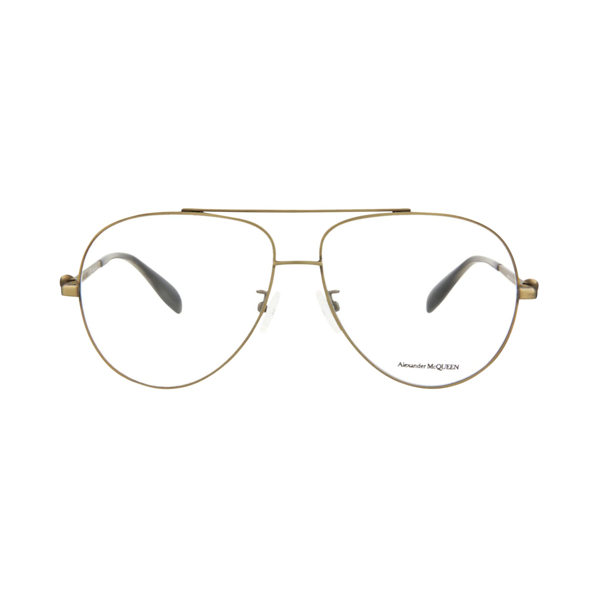 Pre-owned Alexander Mcqueen Aviator-frame Metal Optical Frames 'bronze Transparent' | Multi-color | Men's Size