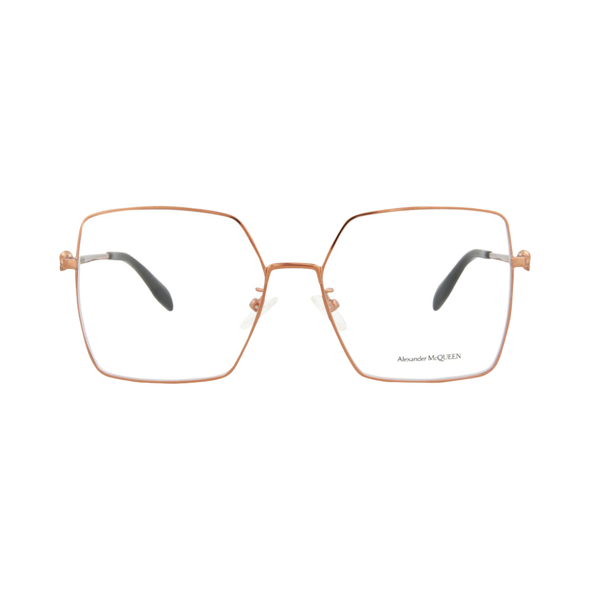 Pre-owned Alexander Mcqueen Square-frame Metal Optical Frames 'nude Transparent' | Cream | Women's Size Onesiz In White