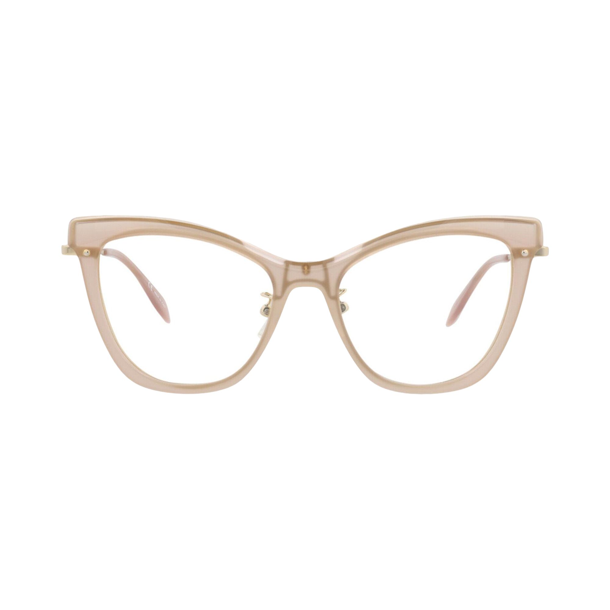 Pre-owned Alexander Mcqueen Cat Eye-frame Acetate Optical Frames 'nude Gold Transparent' | Cream | Women's Siz In White