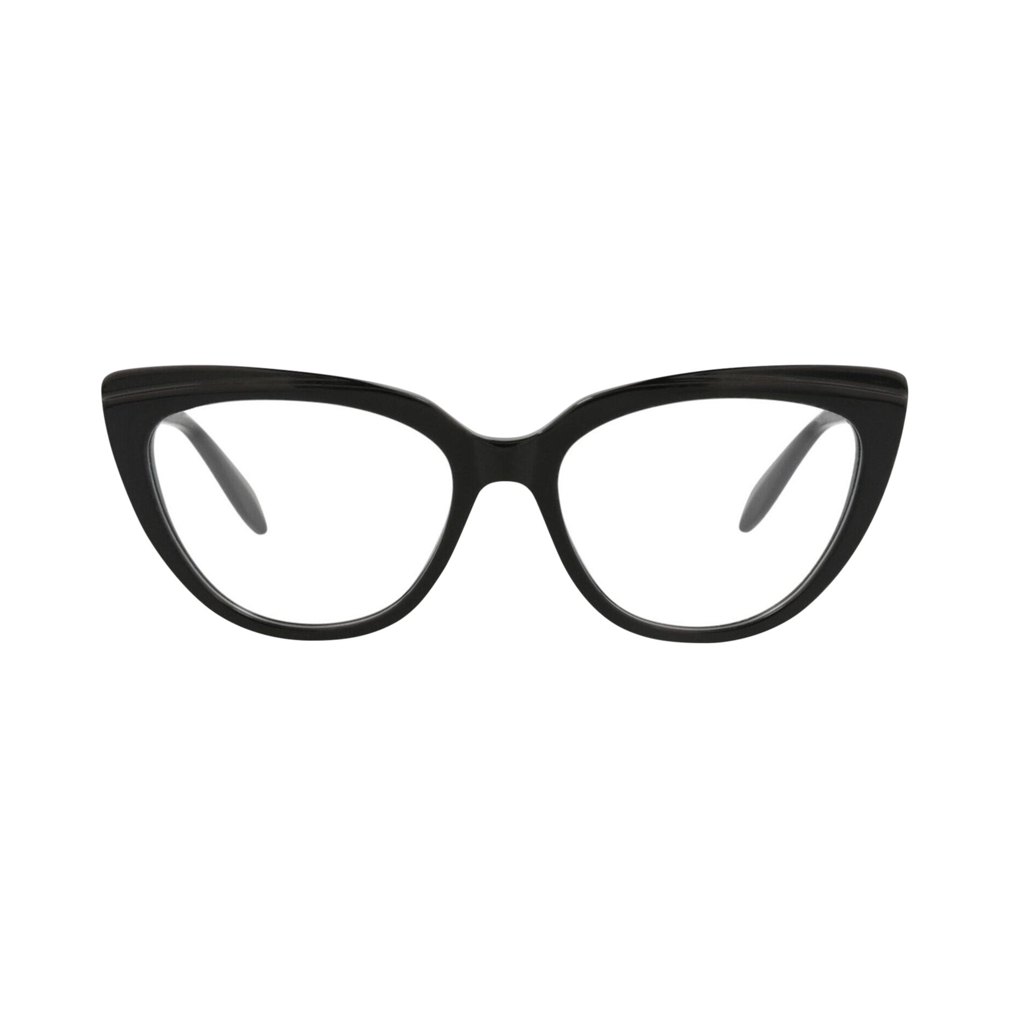 Pre-owned Alexander Mcqueen Cat Eye-frame Acetate Optical Frames 'black Transparent' | Women's Size Onesize