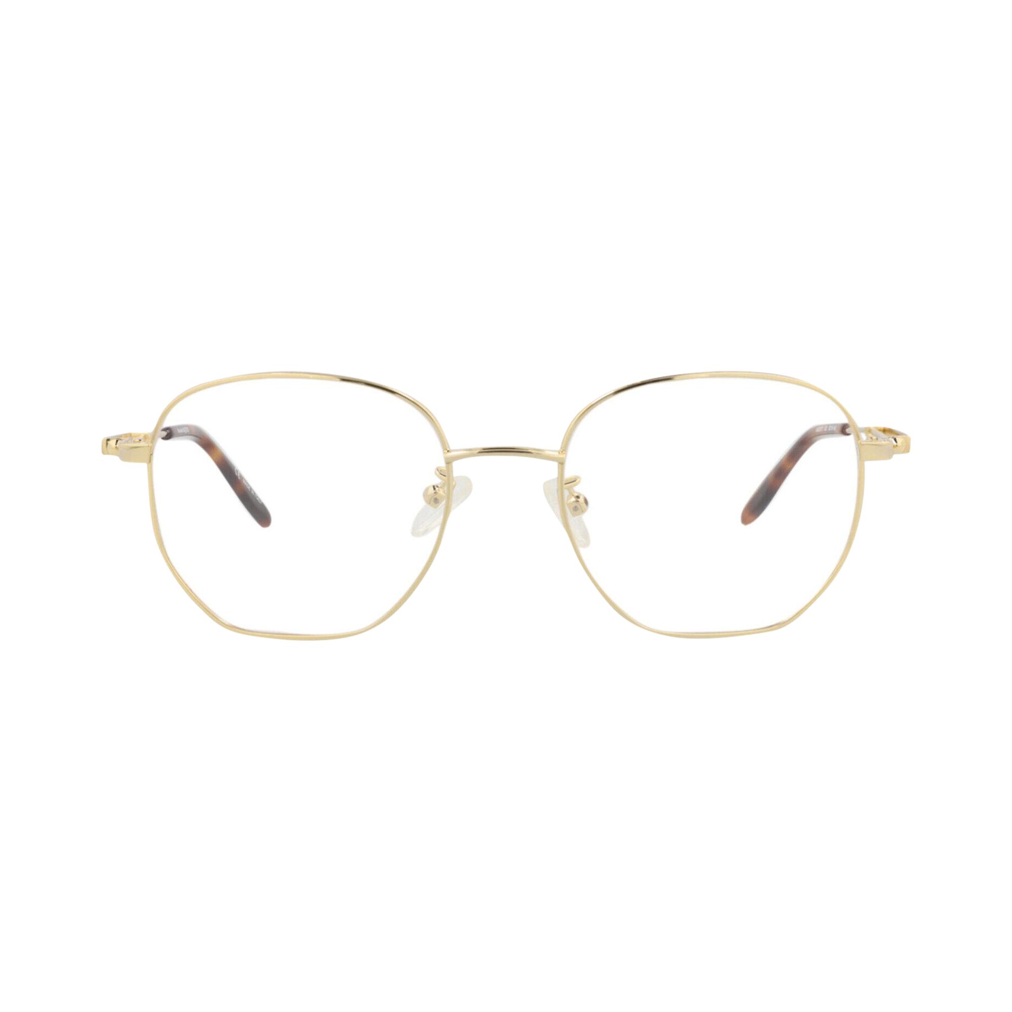 Pre-owned Alexander Mcqueen Round-frame Metal Optical Frames 'gold Transparent' | Men's Size Onesize