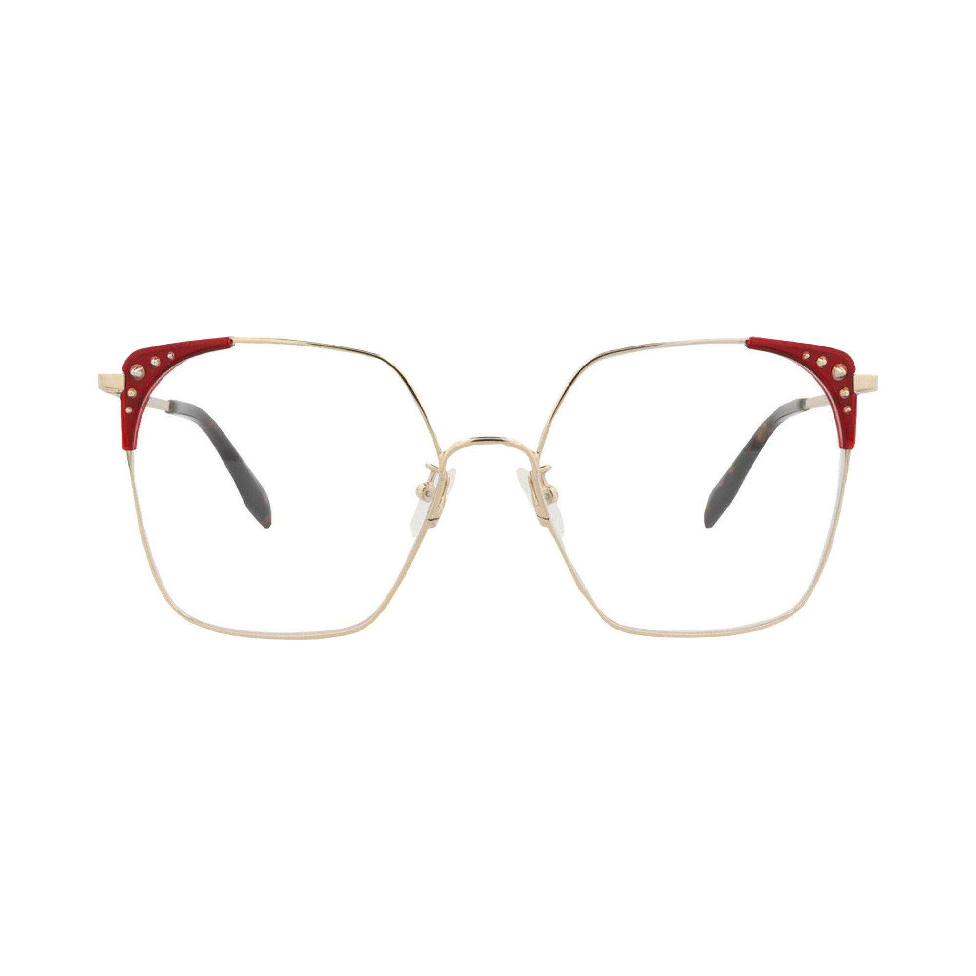 Pre-owned Alexander Mcqueen Square-frame Metal Optical Frames 'gold Transparent' | Women's Size Onesize