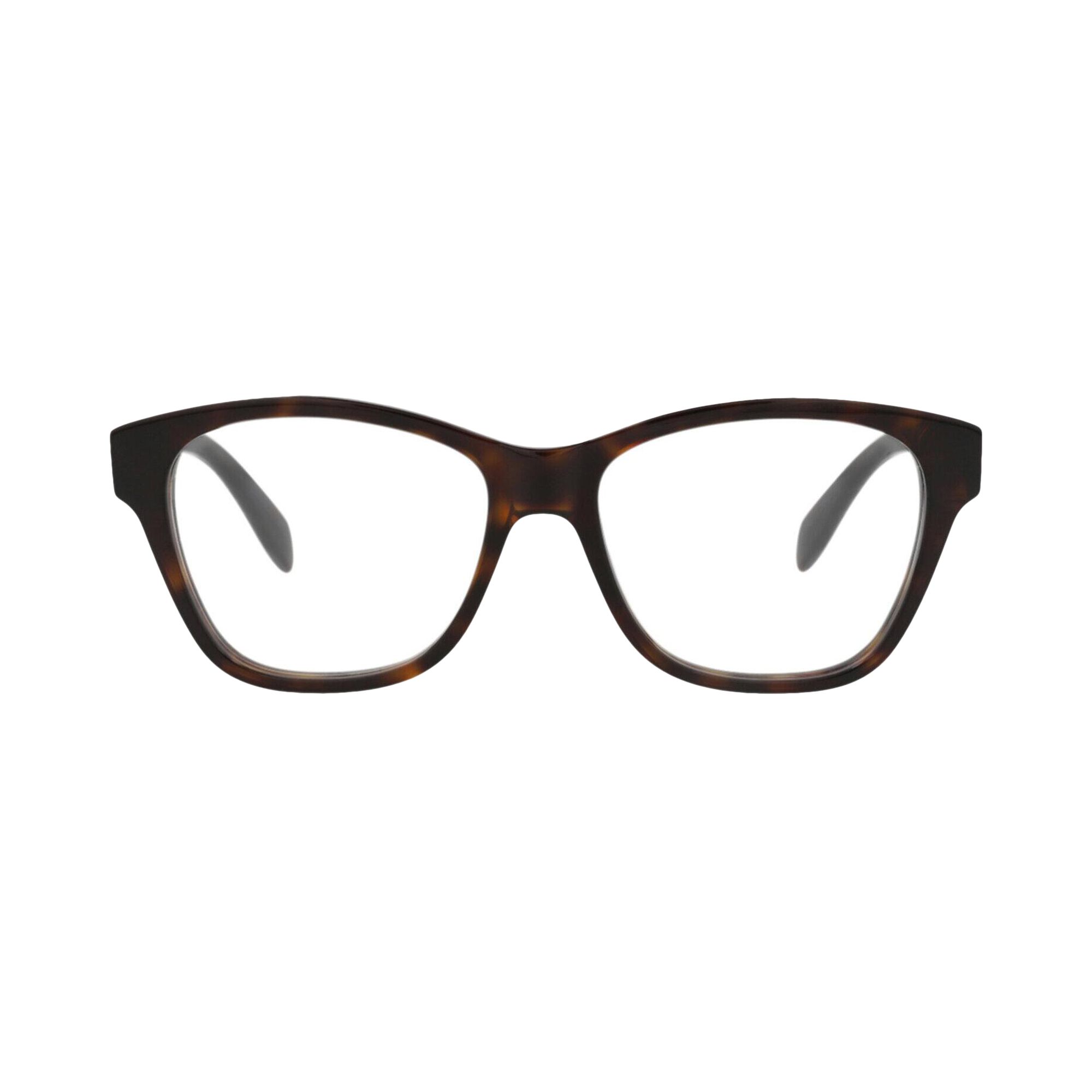 Pre-owned Alexander Mcqueen Square-frame Acetate Optical Frames 'havana Transparent' | Multi-color | Women's S