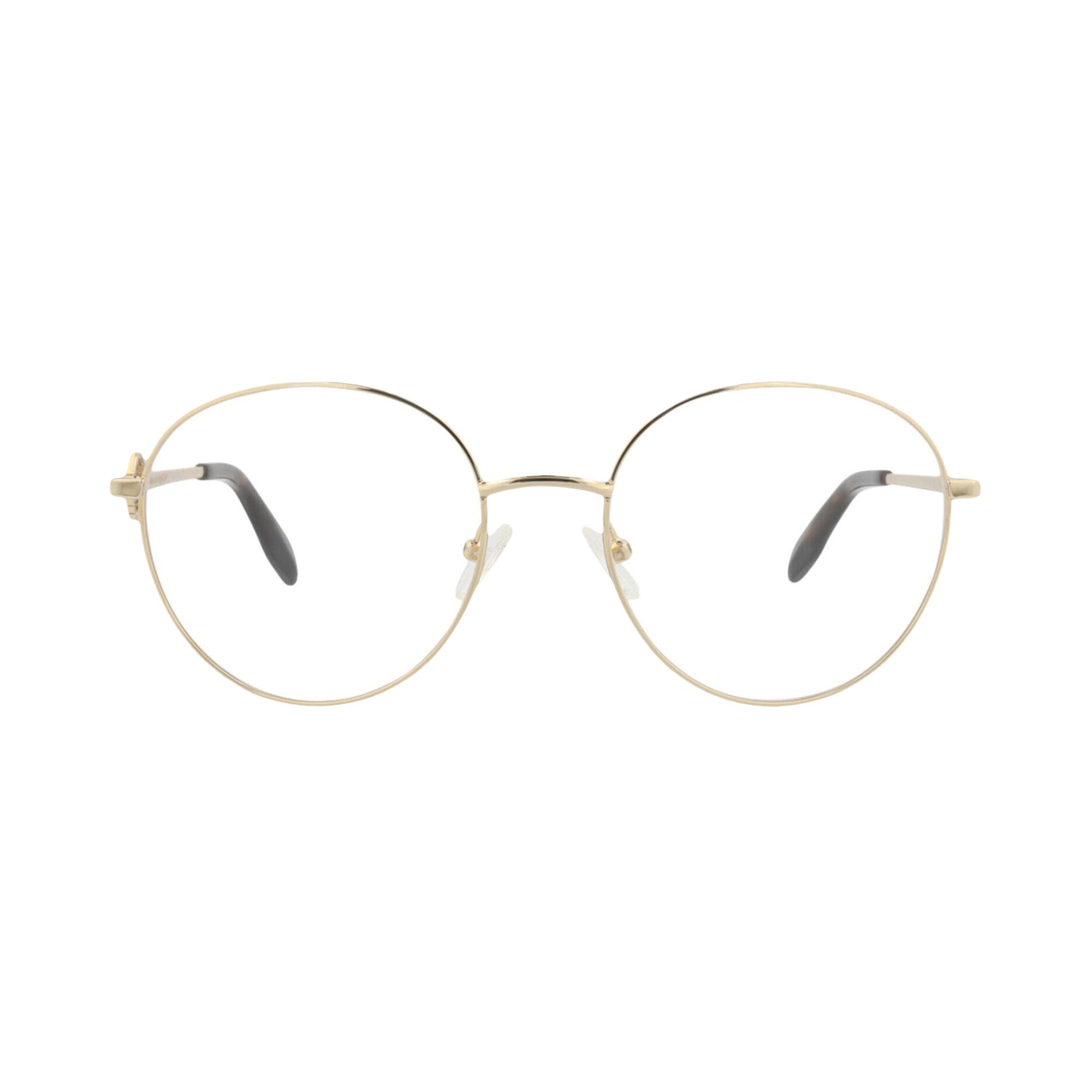 Pre-owned Alexander Mcqueen Round-frame Metal Optical Frames 'gold Transparent' | Women's Size Onesize