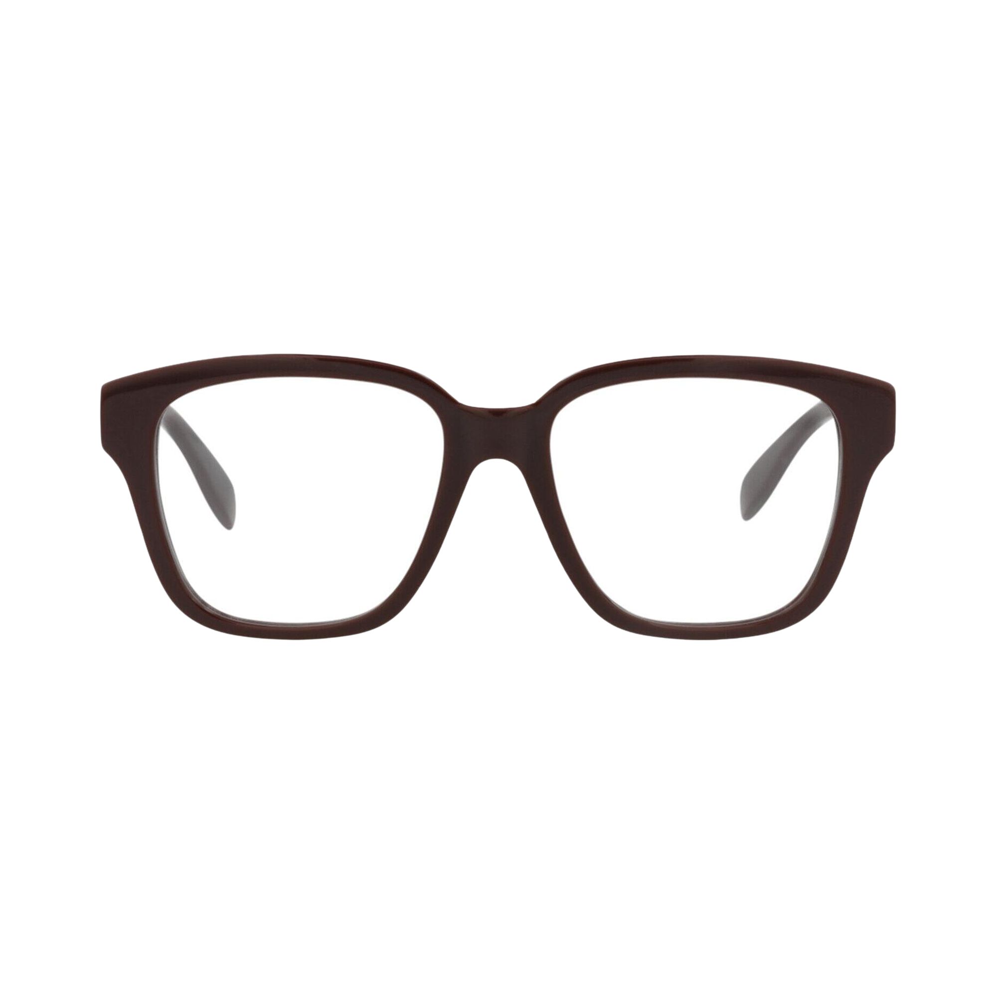 Pre-owned Alexander Mcqueen Square-frame Acetate Optical Frames 'burgundy Transparent' | Red | Women's Size On