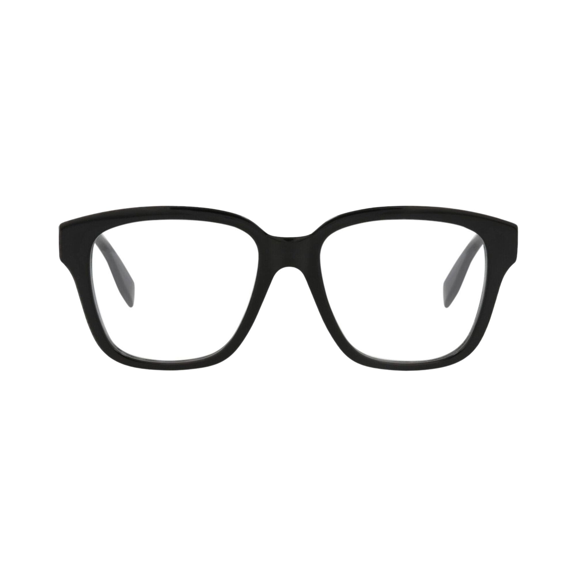 Pre-owned Alexander Mcqueen Square-frame Acetate Optical Frames 'black Transparent' | Women's Size Onesize