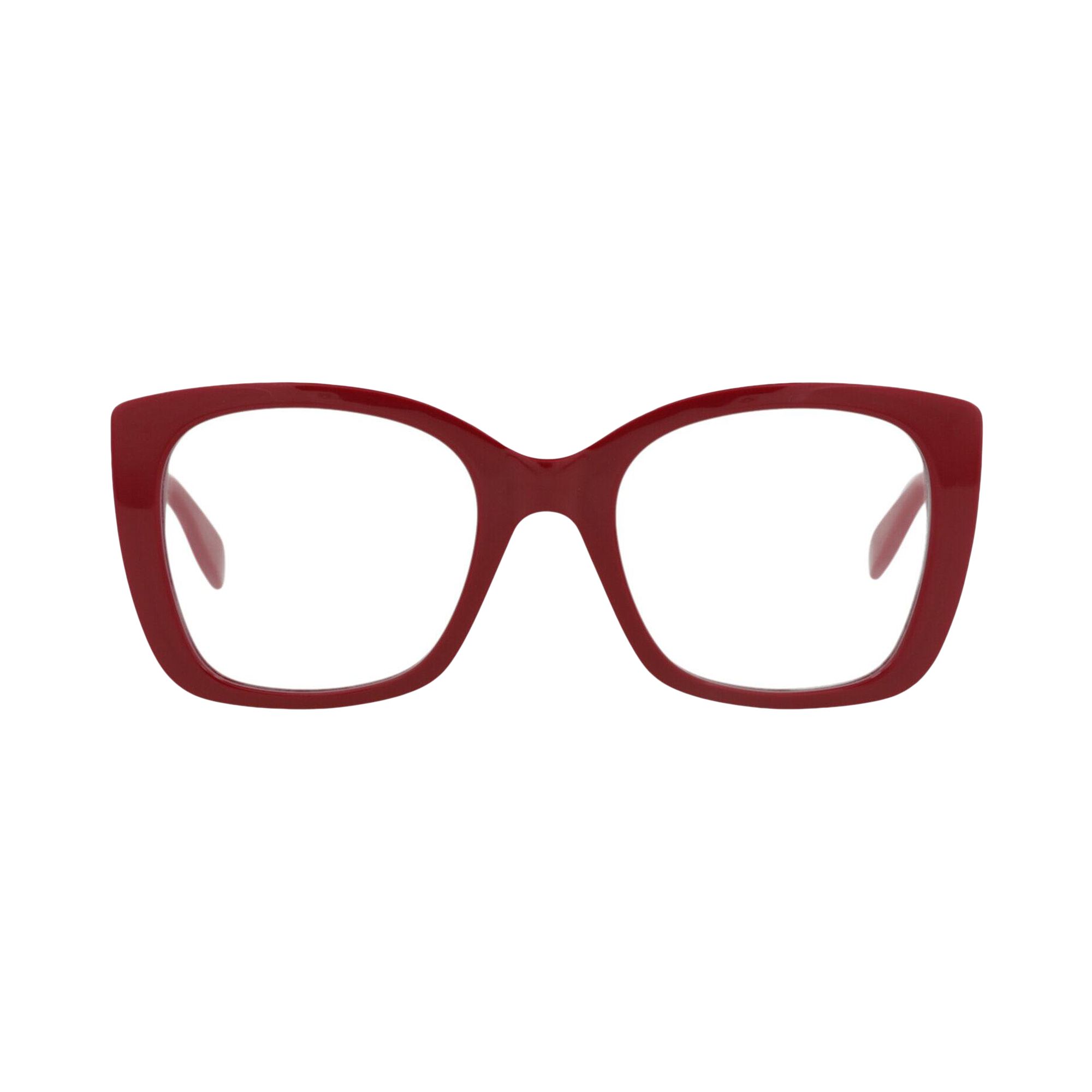 Pre-owned Alexander Mcqueen Square-frame Acetate Optical Frames 'red Transparent' | Women's Size Onesize