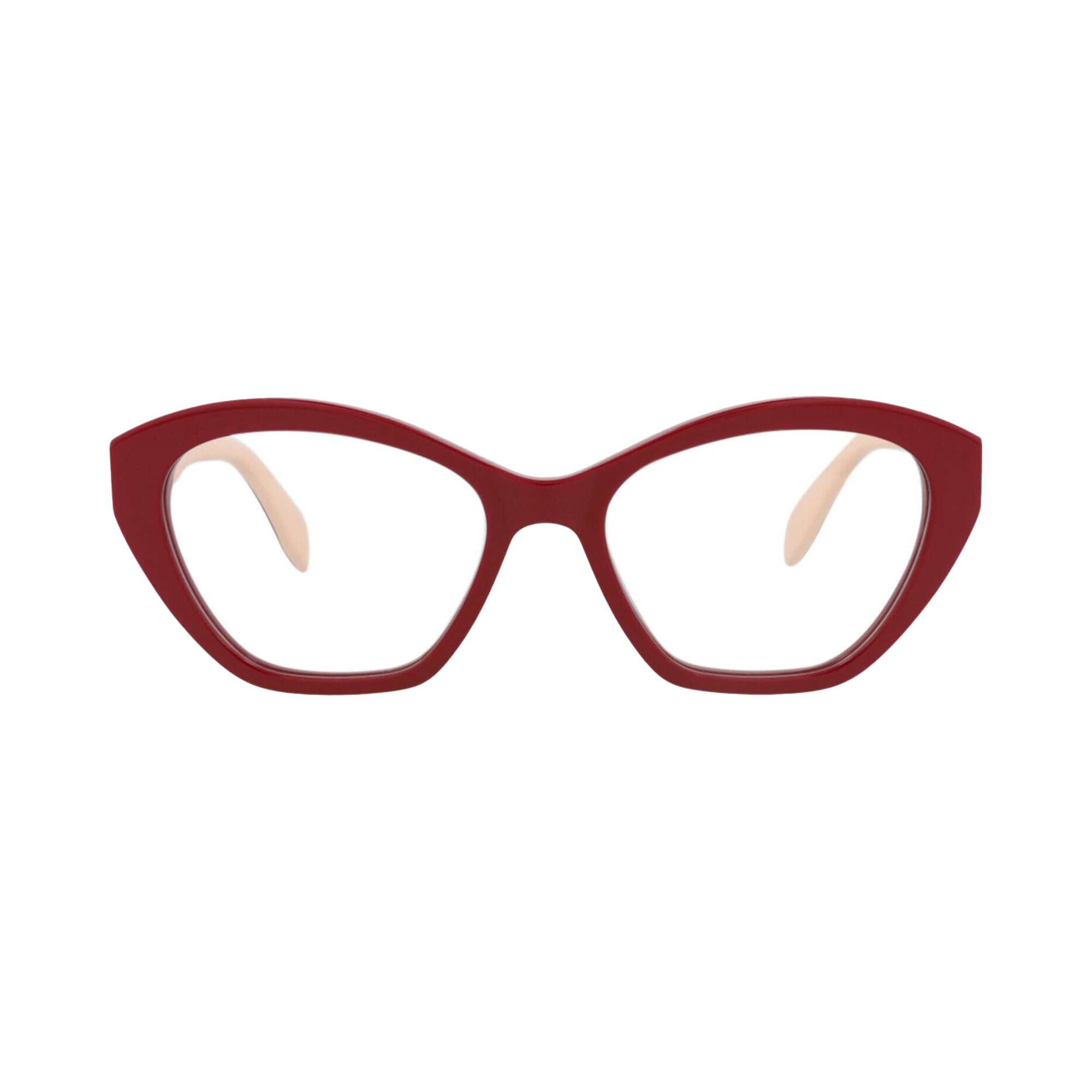 Pre-owned Alexander Mcqueen Cat Eye-frame Acetate Optical Frames 'red Transparent' | Women's Size Onesize