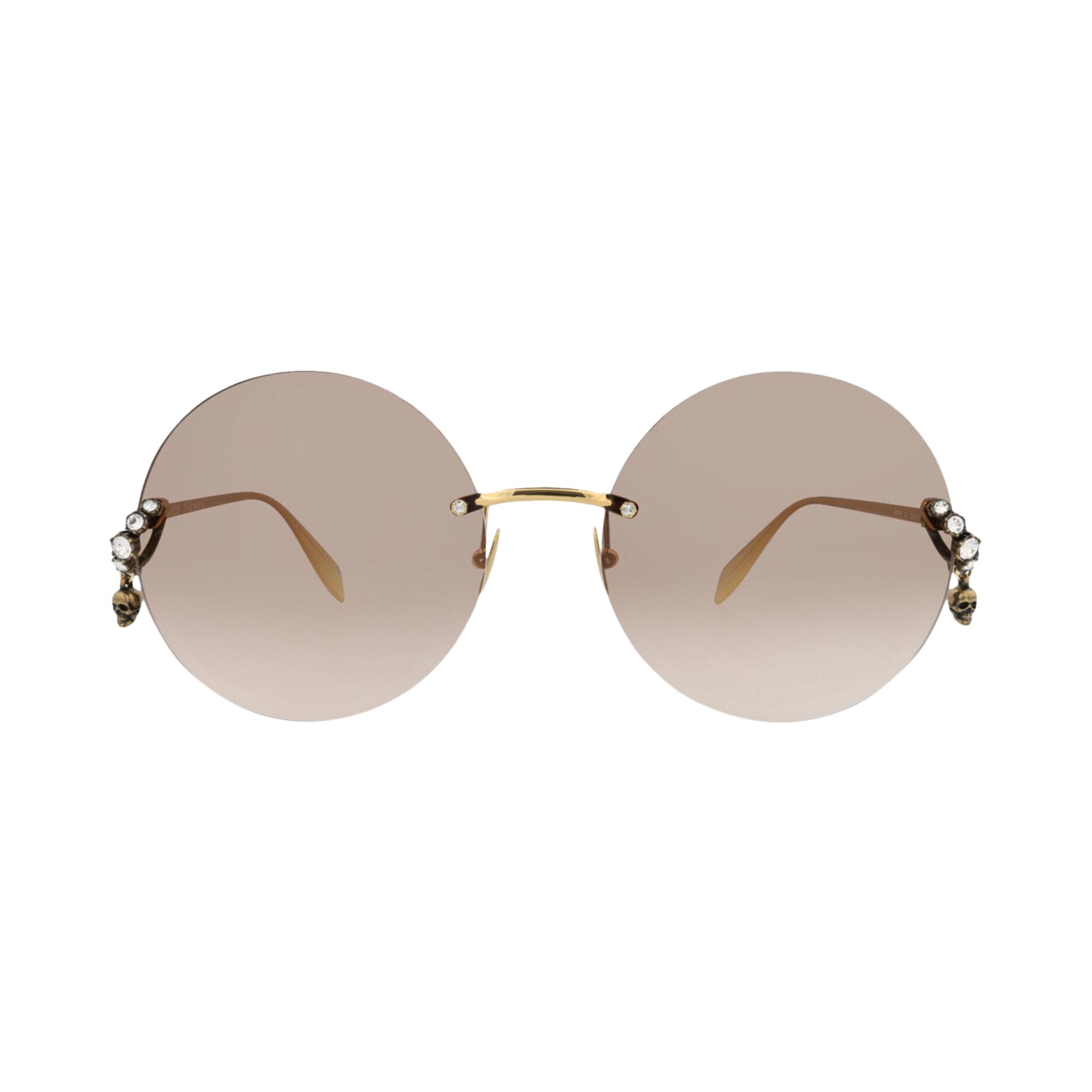 Pre-owned Alexander Mcqueen Round-frame Metal Sunglasses 'gold Brown' | Multi-color | Women's Size Onesize