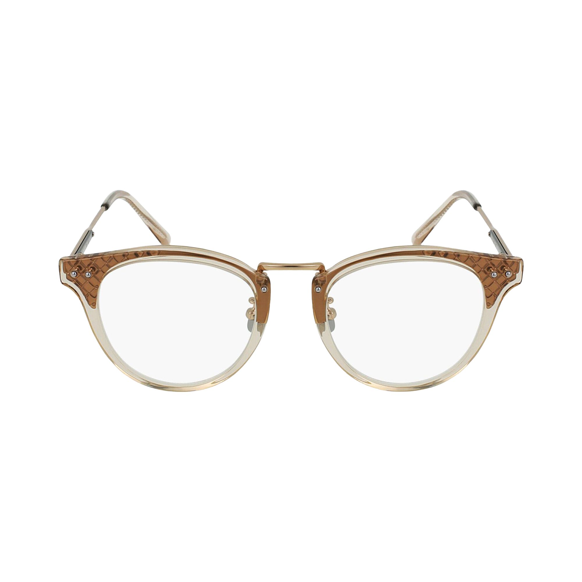 Pre-owned Bottega Veneta Round-frame Acetate Optical Frames 'nude Gold Transparent' | Multi-color | Women's Si