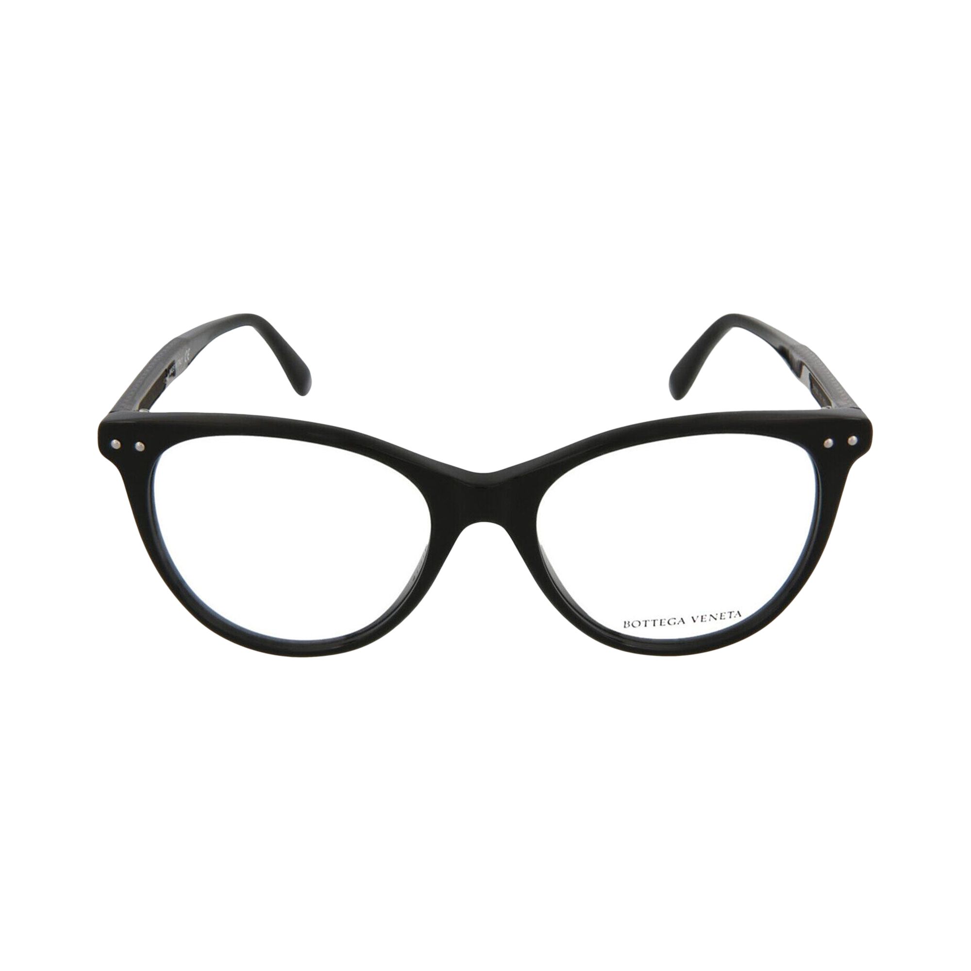 Pre-owned Bottega Veneta Round-frame Acetate Optical Frames 'black Grey Transparent' | Multi-color | Women's S