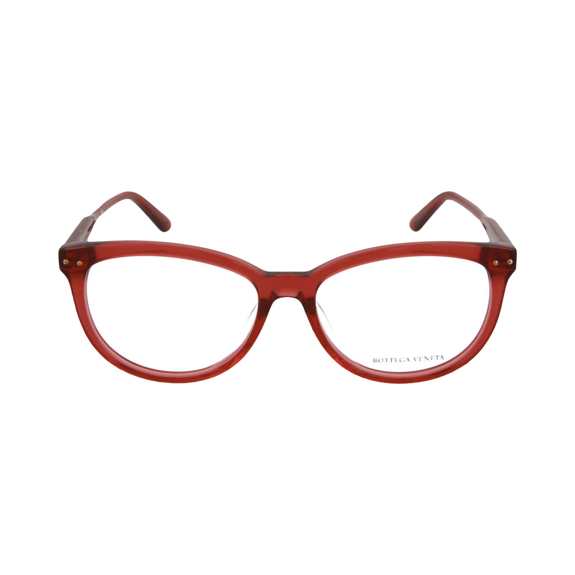 Pre-owned Bottega Veneta Round-frame Acetate Optical Frames 'red Transparent' | Women's Size Onesize