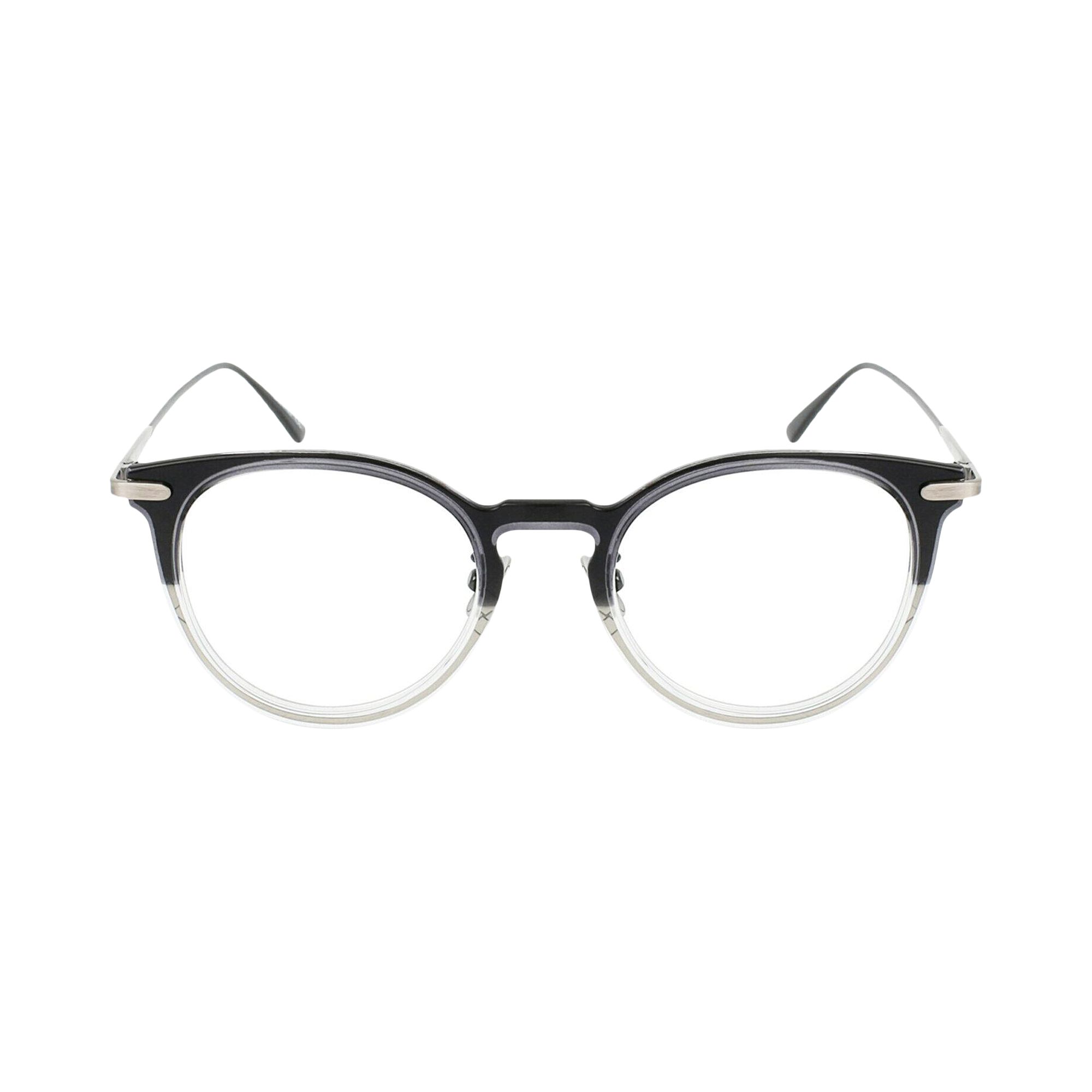 Pre-owned Bottega Veneta Round-frame Injection Optical Frames 'grey Black Transparent' | Men's Size Onesize In Gray