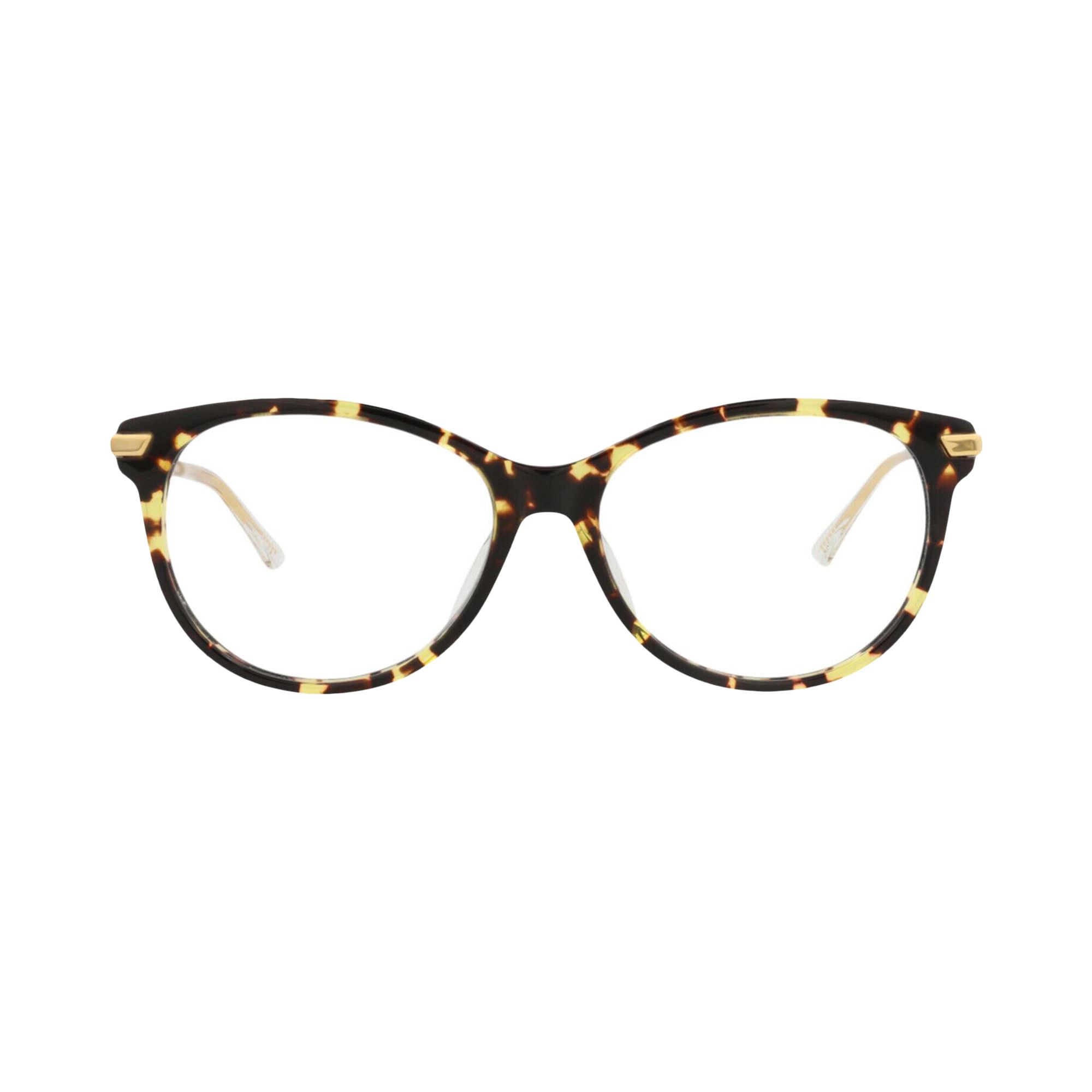 Pre-owned Bottega Veneta Round-frame Acetate Optical Frames 'havana Gold Transparent' | Multi-color | Women's