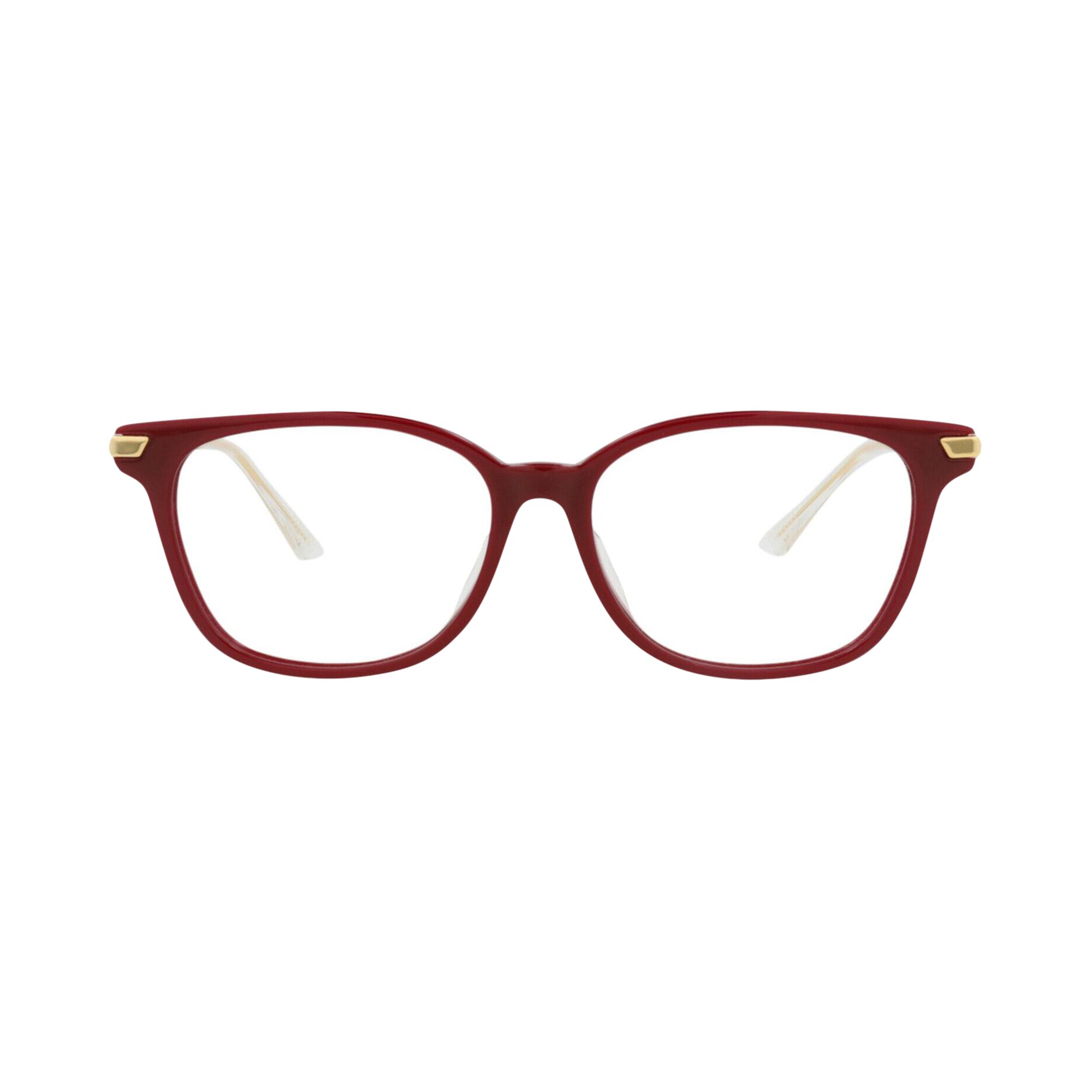 Pre-owned Bottega Veneta Square-frame Acetate Optical Frames 'burgundy Gold Transparent' | Multi-color | Women