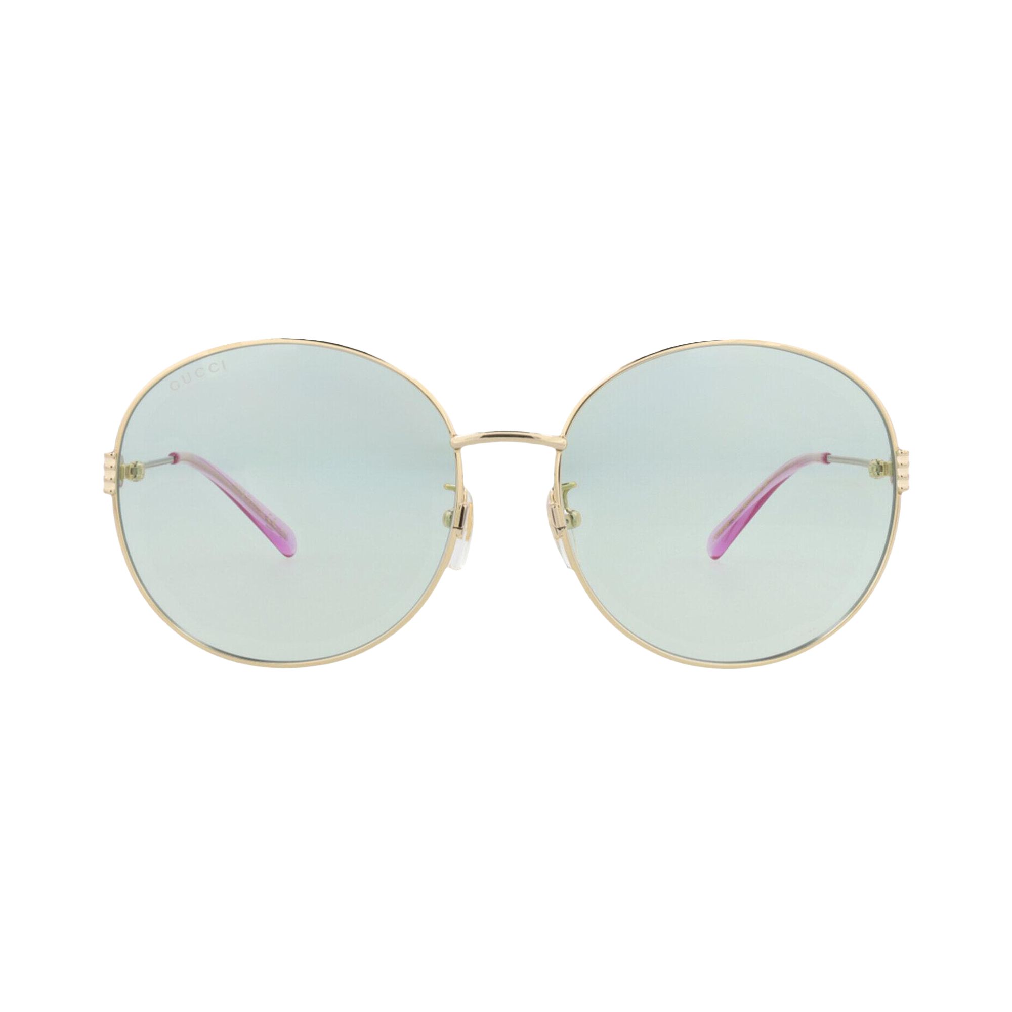 Pre-owned Gucci Round-frame Metal Sunglasses 'gold Green' | Women's Size Onesize