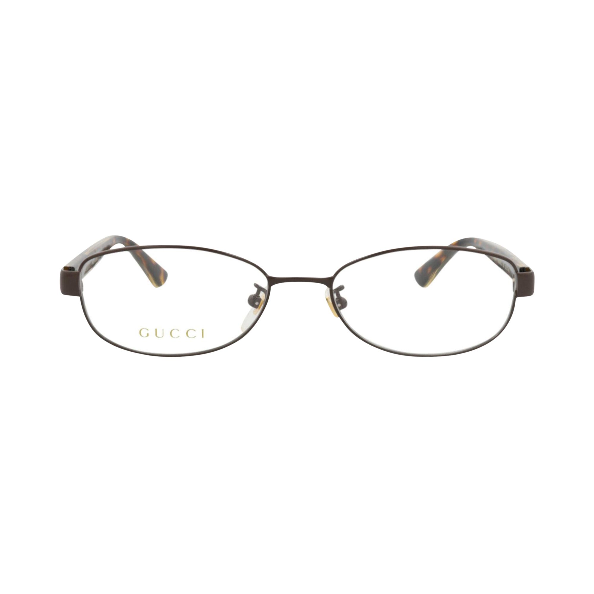 Pre-owned Gucci Round-frame Titanium Optical Frames 'brown Crystal' | Multi-color | Women's Size Onesize