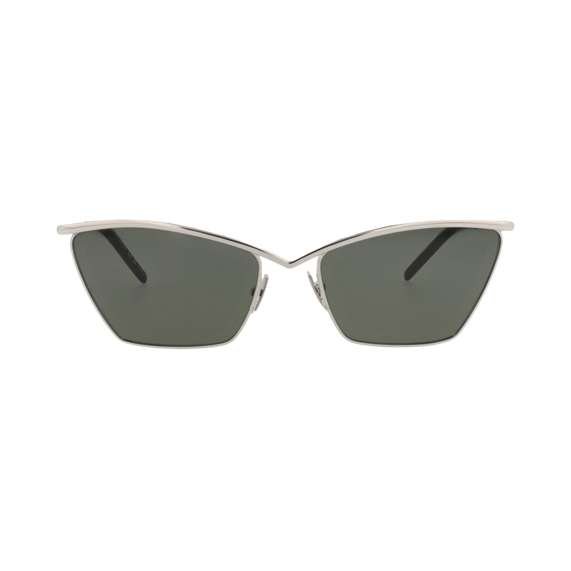Pre-owned Saint Laurent Cat Eye-frame Metal Sunglasses 'silver Grey' | Women's Size Onesize