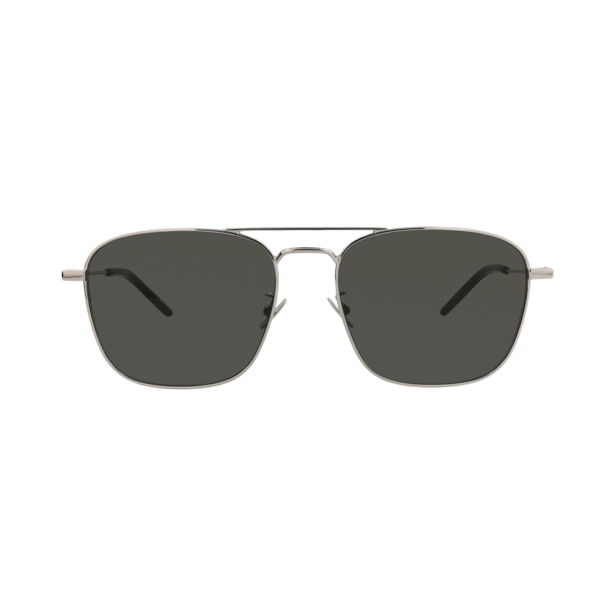 Pre-owned Saint Laurent Aviator-frame Metal Sunglasses 'silver Grey' | Men's Size Onesize