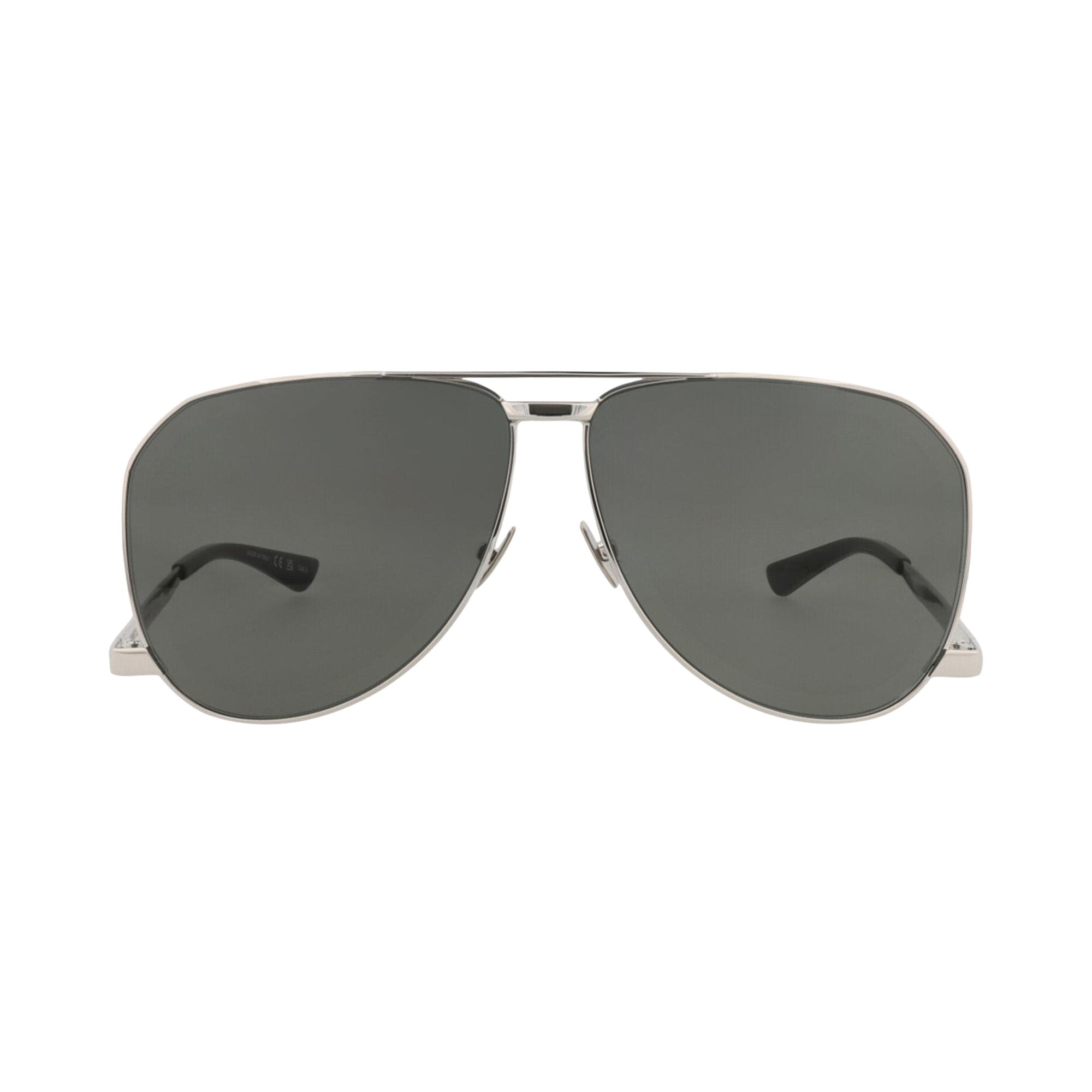 Pre-owned Saint Laurent Aviator-frame Metal Sunglasses 'silver Grey' | Men's Size Onesize