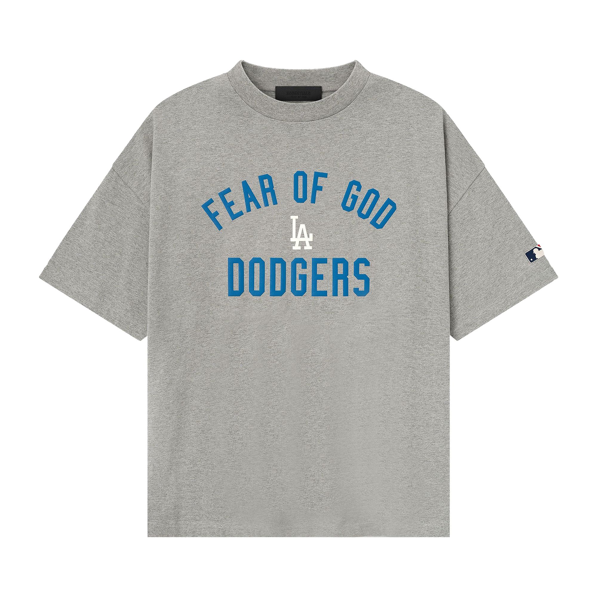 Pre-owned Essentials Fear Of God Dodgers 90s Tee 'concrete Heather' | Grey | Men's Size S In Gray