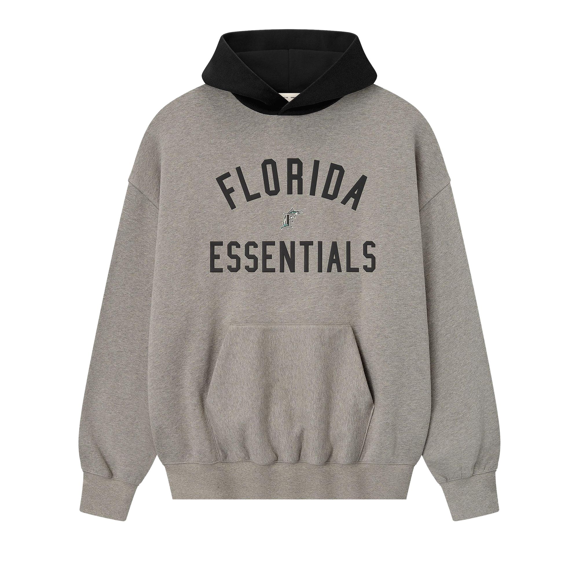 Pre-owned Essentials Fear Of God  Marlins Sport Hoodie 'concrete Heather/blk' | Grey | Men's Size M In Gray