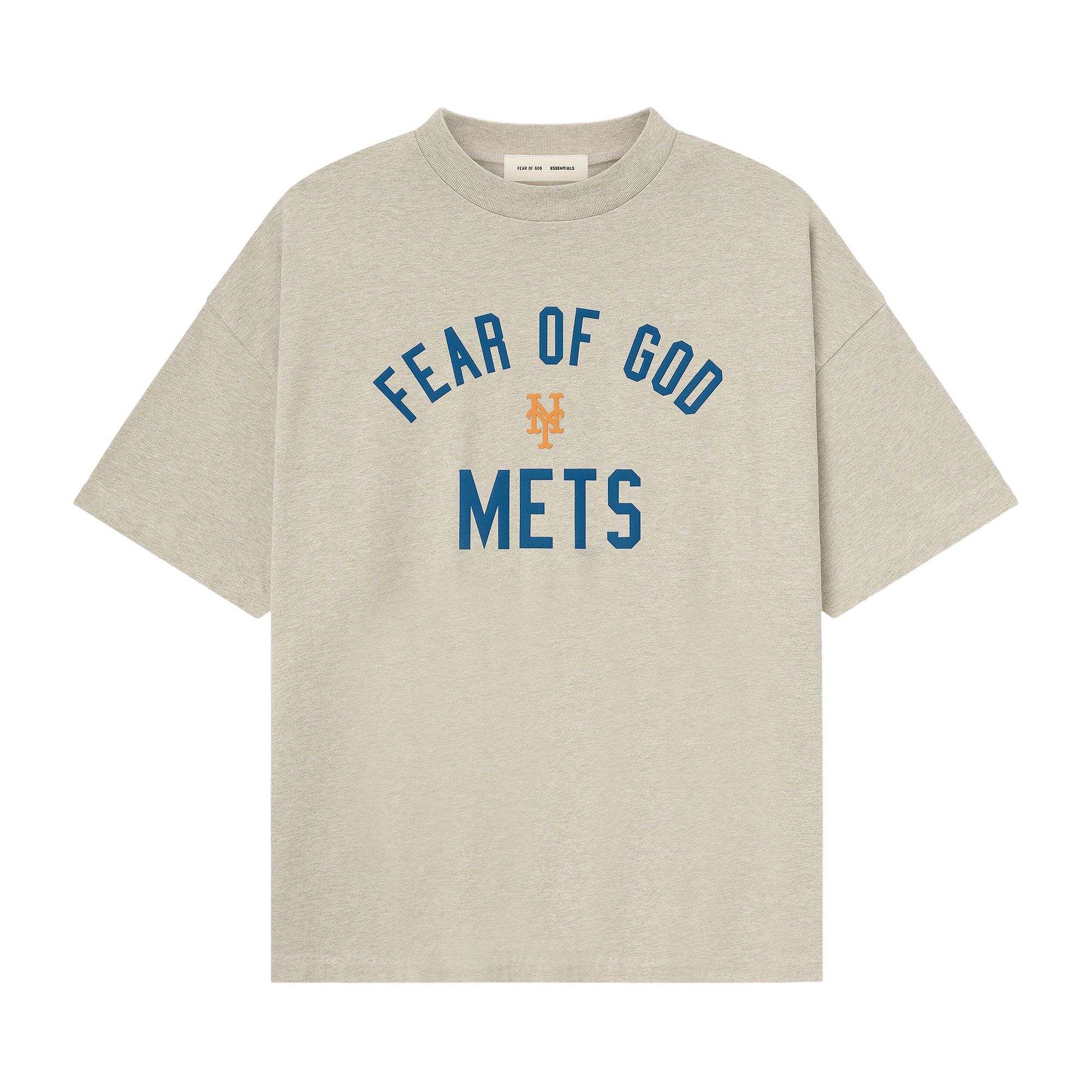 Pre-owned Essentials Fear Of God Mets 90s Tee 'heather Stone' | Grey | Men's Size Xs In Gray