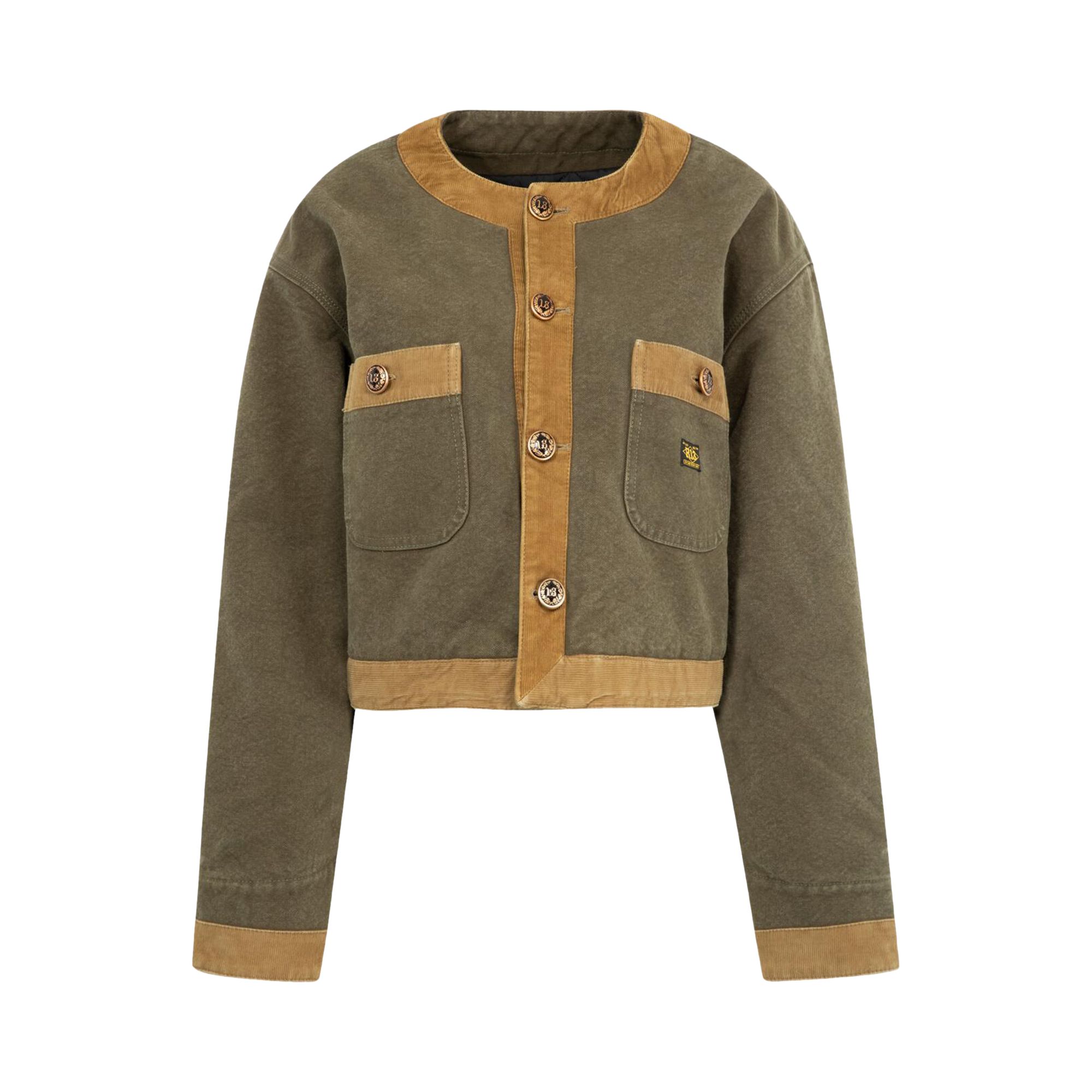 Pre-owned R13 Cord Trimmed Cropped Chore Jacket 'dusky Olive/canvas Green' | Women's Size Xs