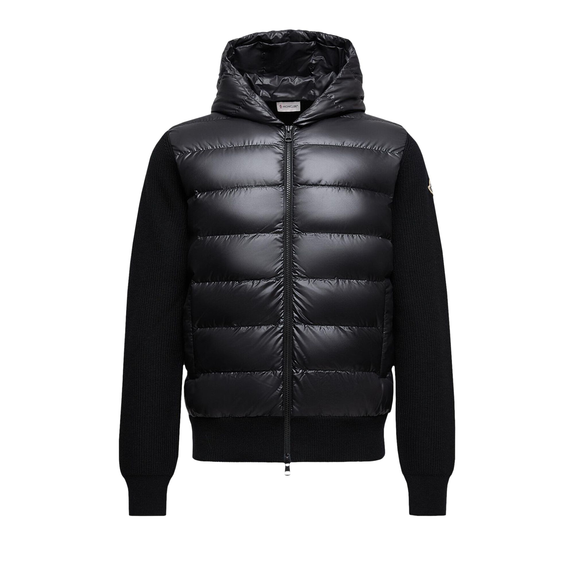 Pre-owned Moncler Padded Wool Zip-up Hoodie 'black' | Men's Size Xl