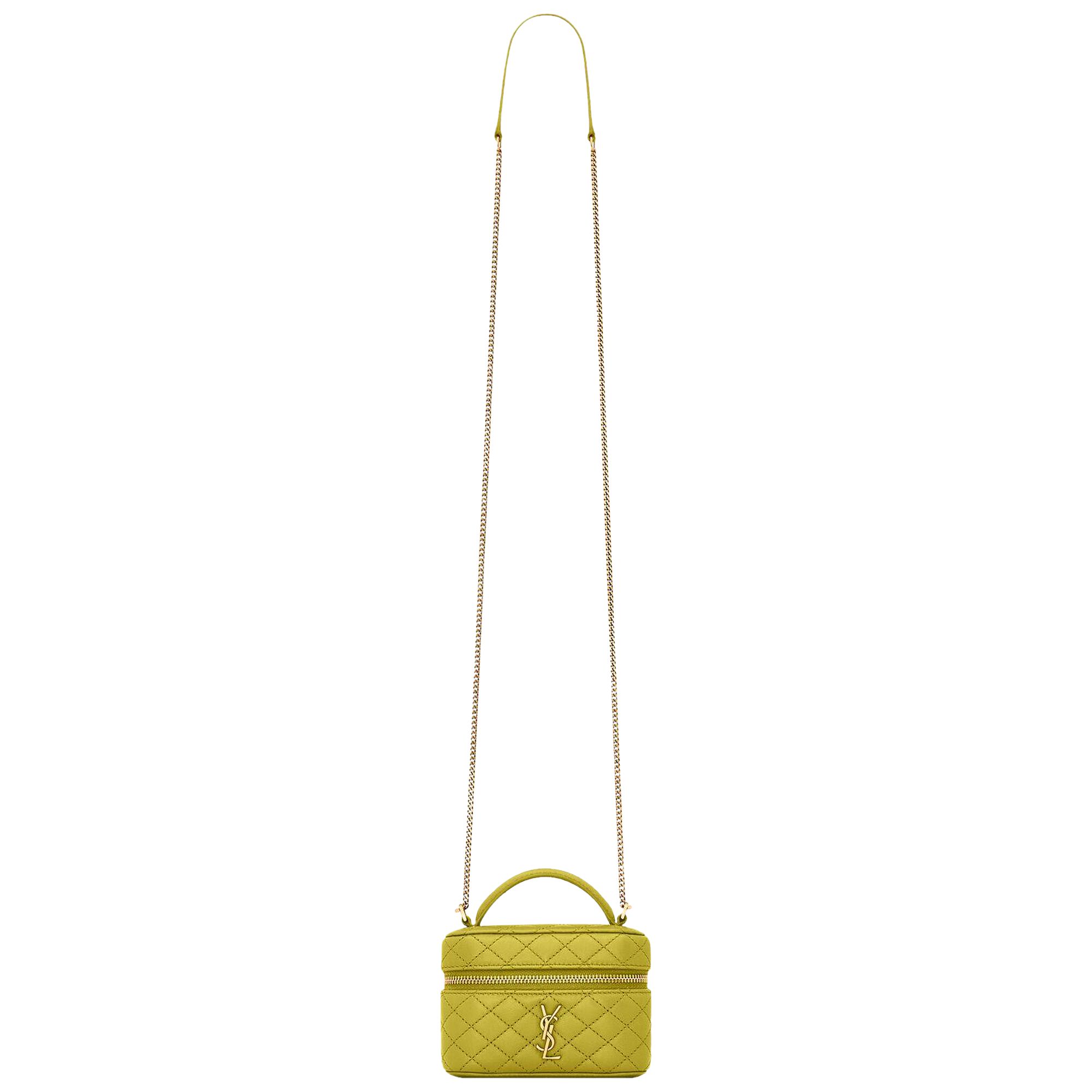 Pre-owned Saint Laurent Gaby Micro Vanity Bag In Lambskin 'chartreuse Green' | Women's Size Onesize