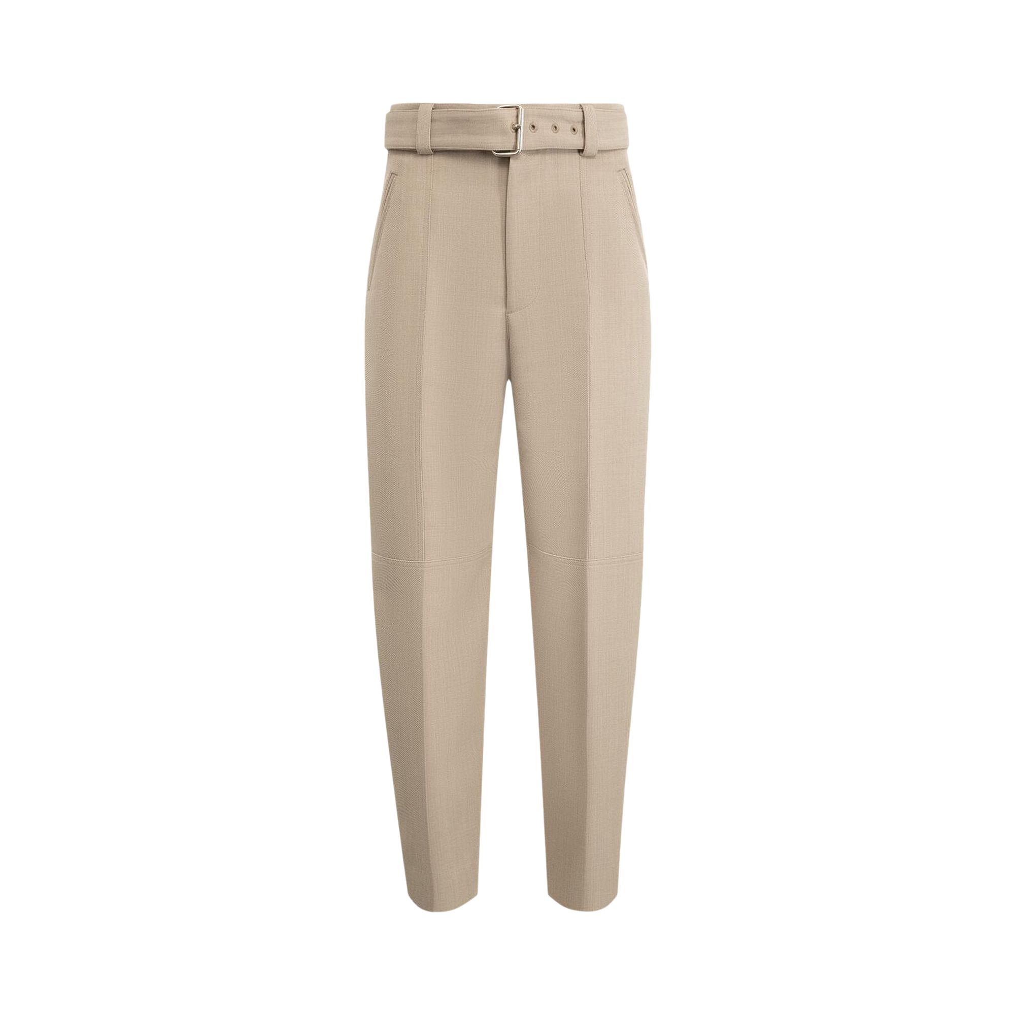 Pre-owned Bottega Veneta Belted Trousers 'beige Melange' | Cream | Women's Size 40 In White