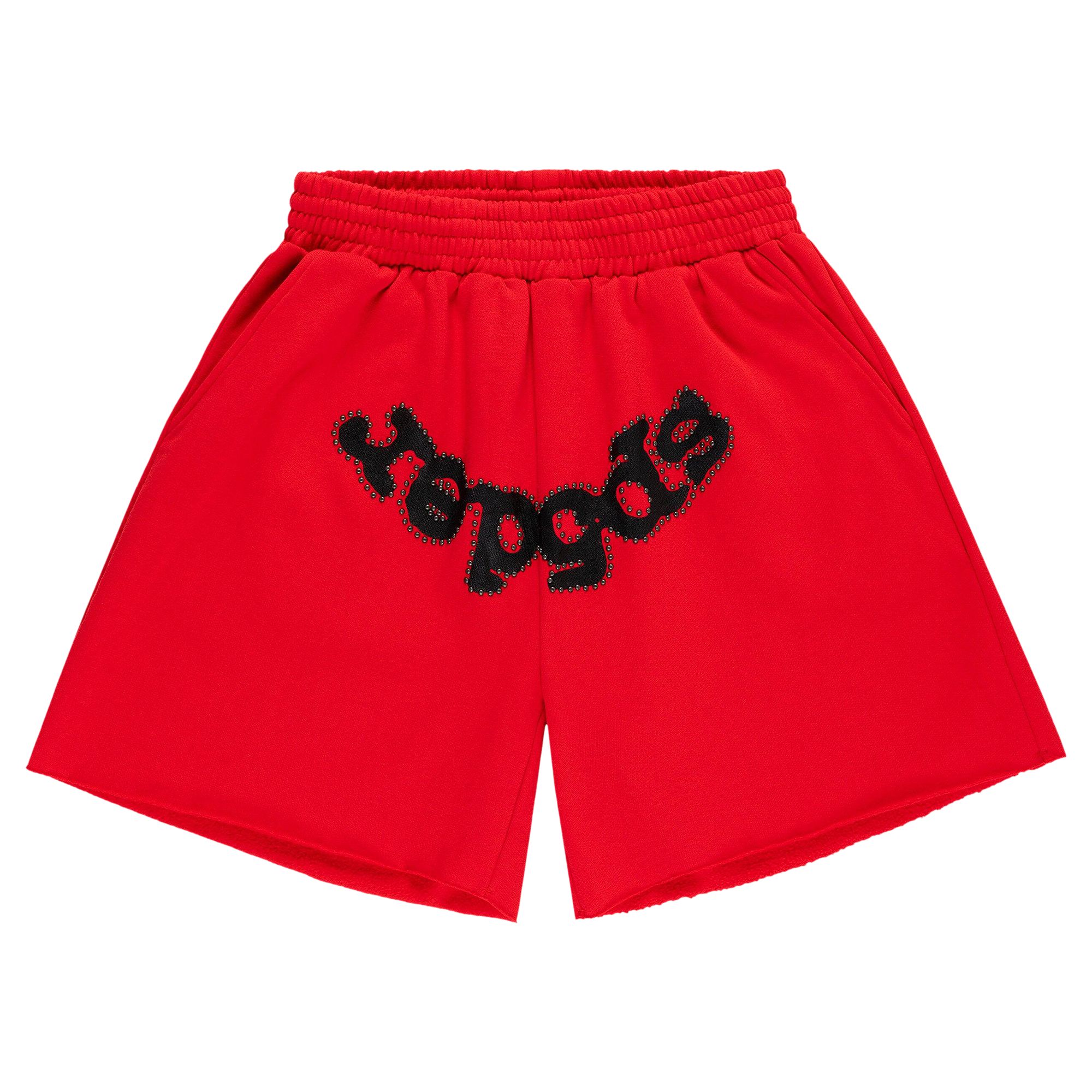Pre-owned Sp5der Og Studded Sweatshort 'red' | Men's Size L