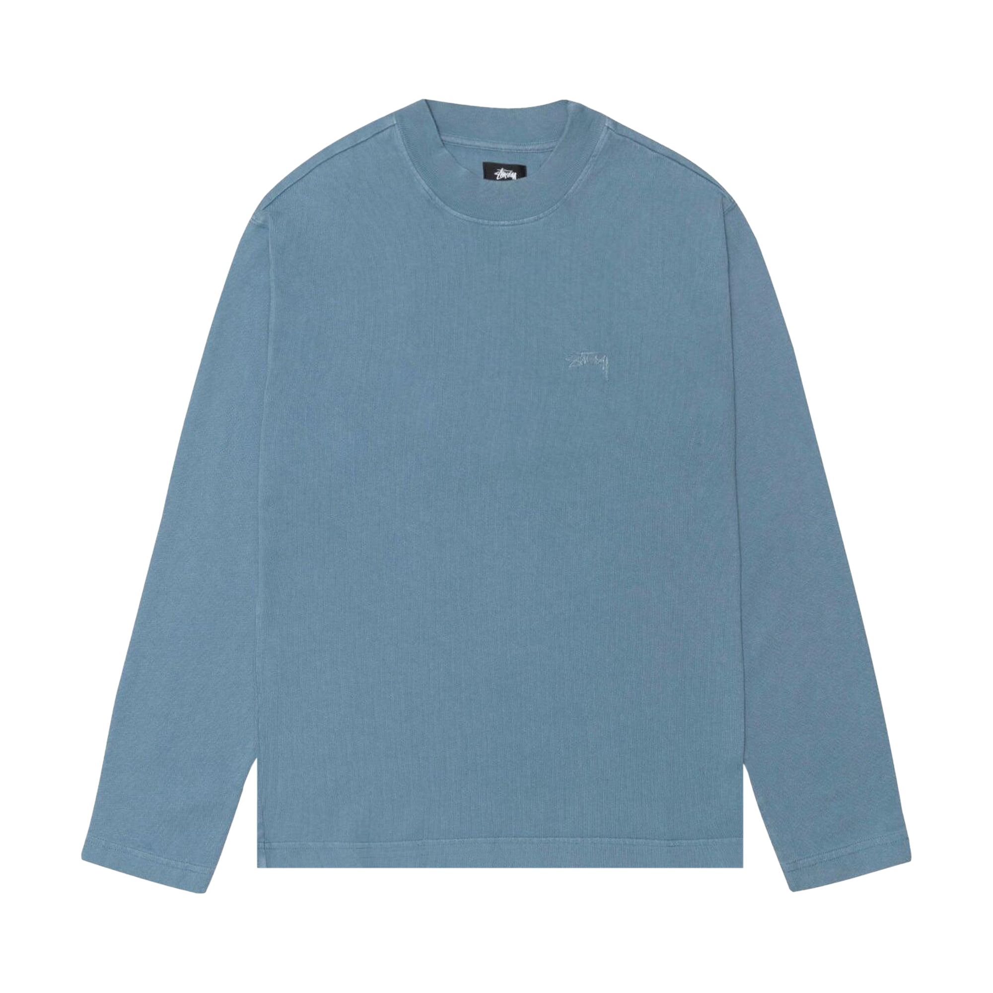 Pre-owned Stussy Dyed Long-sleeve Mock Neck Tee 'blue' | Men's Size L