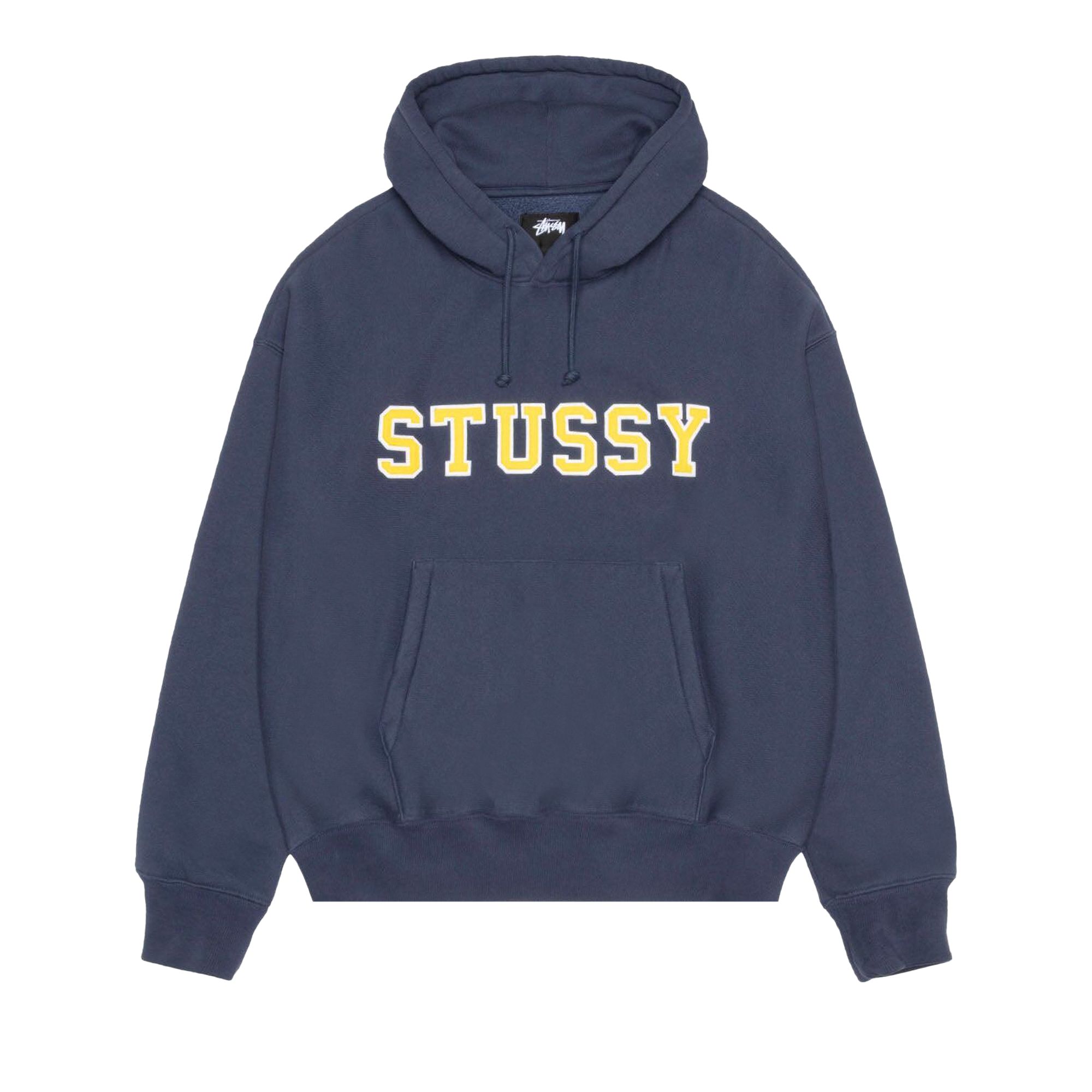 Pre-owned Stussy Felt Applique Hoodie 'navy' | Blue | Men's Size M