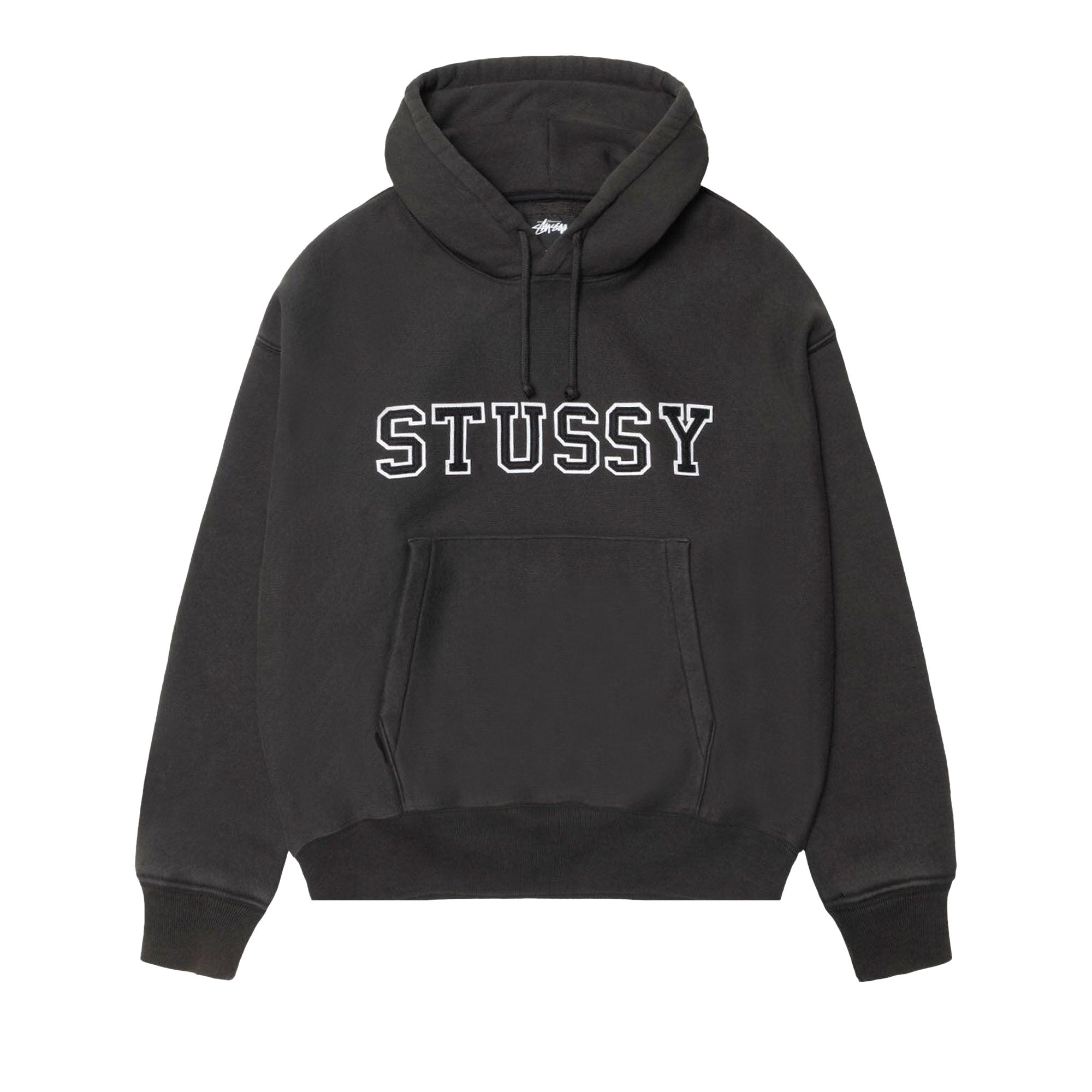 Pre-owned Stussy Felt Applique Hoodie 'black' | Men's Size M