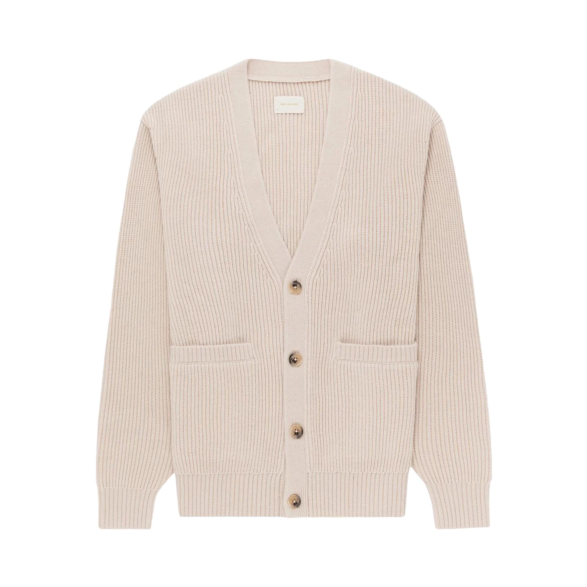 Pre-owned Aimé Leon Dore Waffle Knit Cardigan 'cream' | Men's Size Xs In White