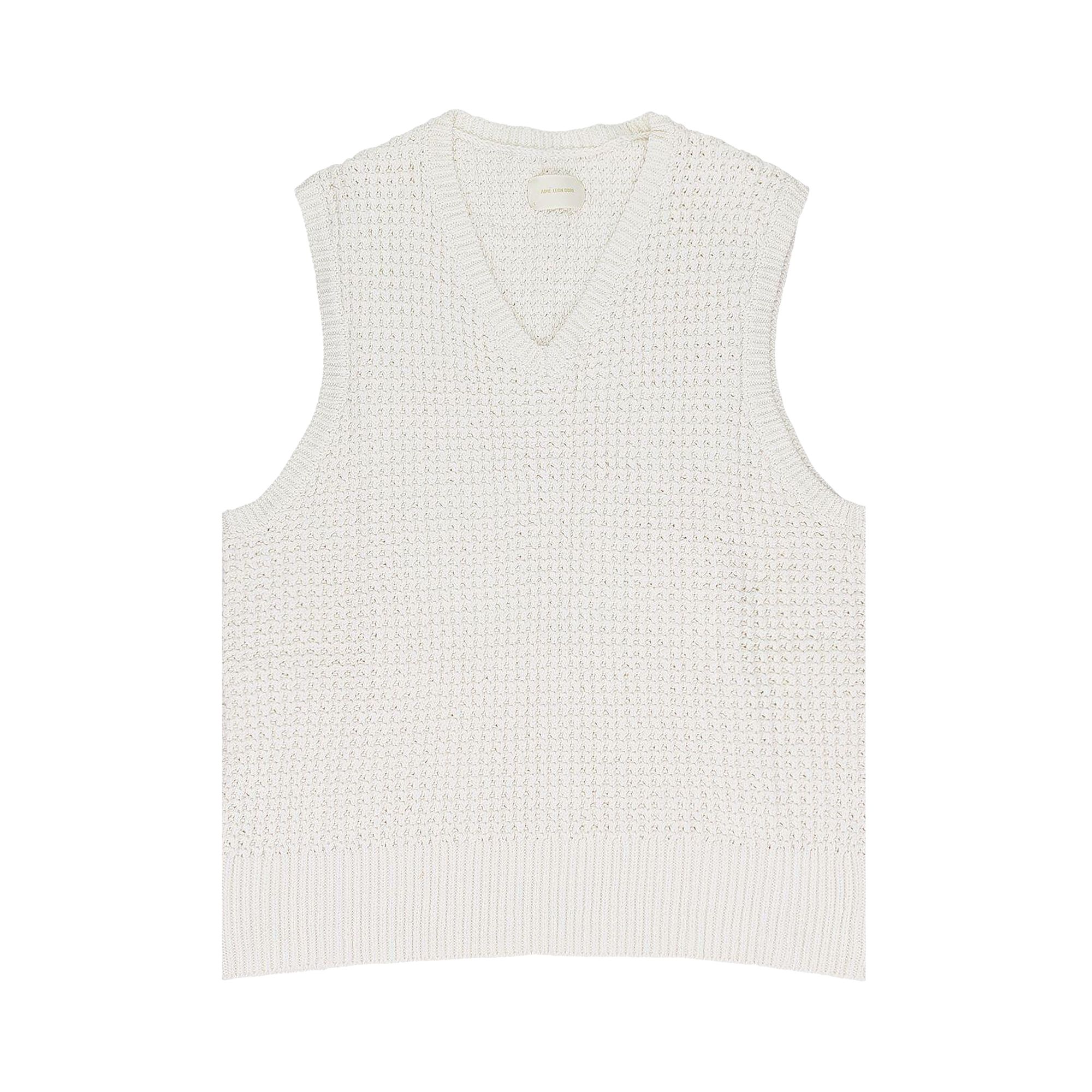 Pre-owned Aimé Leon Dore Waffle V Neck Sweater Vest 'cream' | Men's Size L In White
