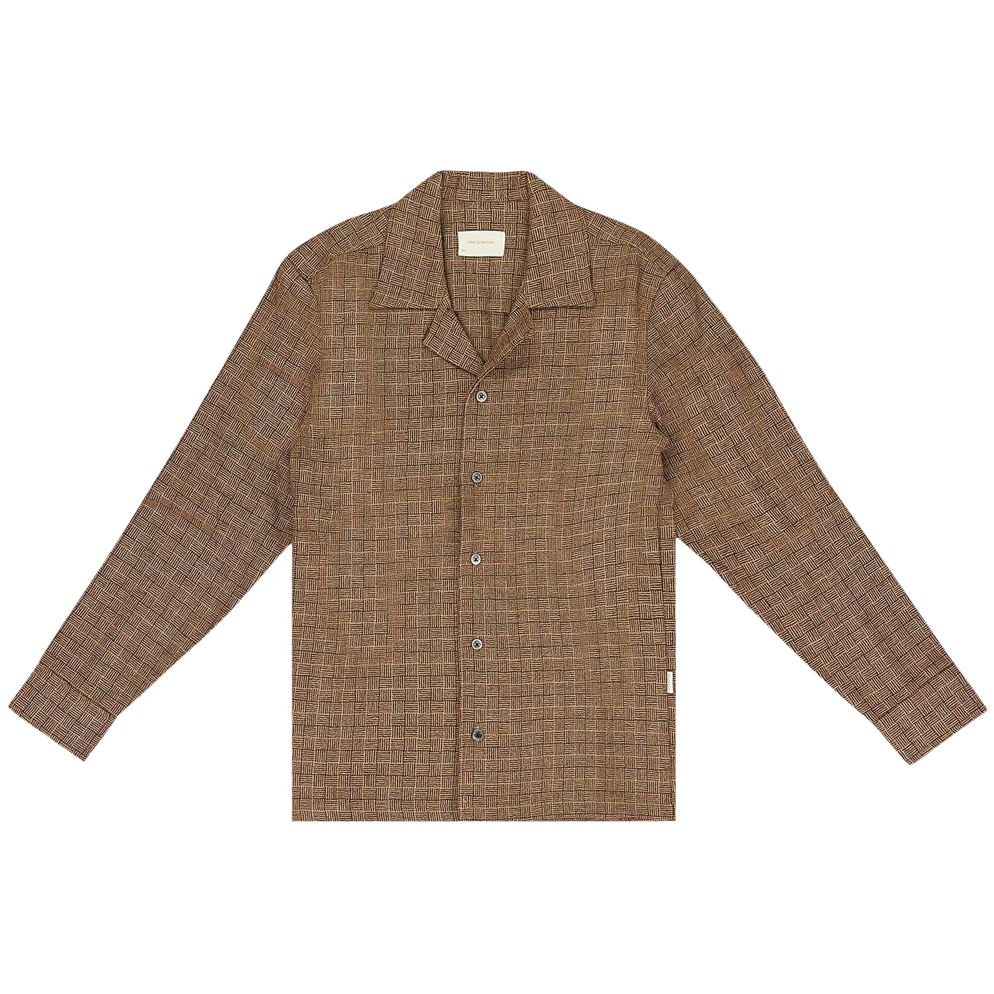 Pre-owned Aimé Leon Dore Jacquard Button Down Shirt 'brown' | Men's Size M