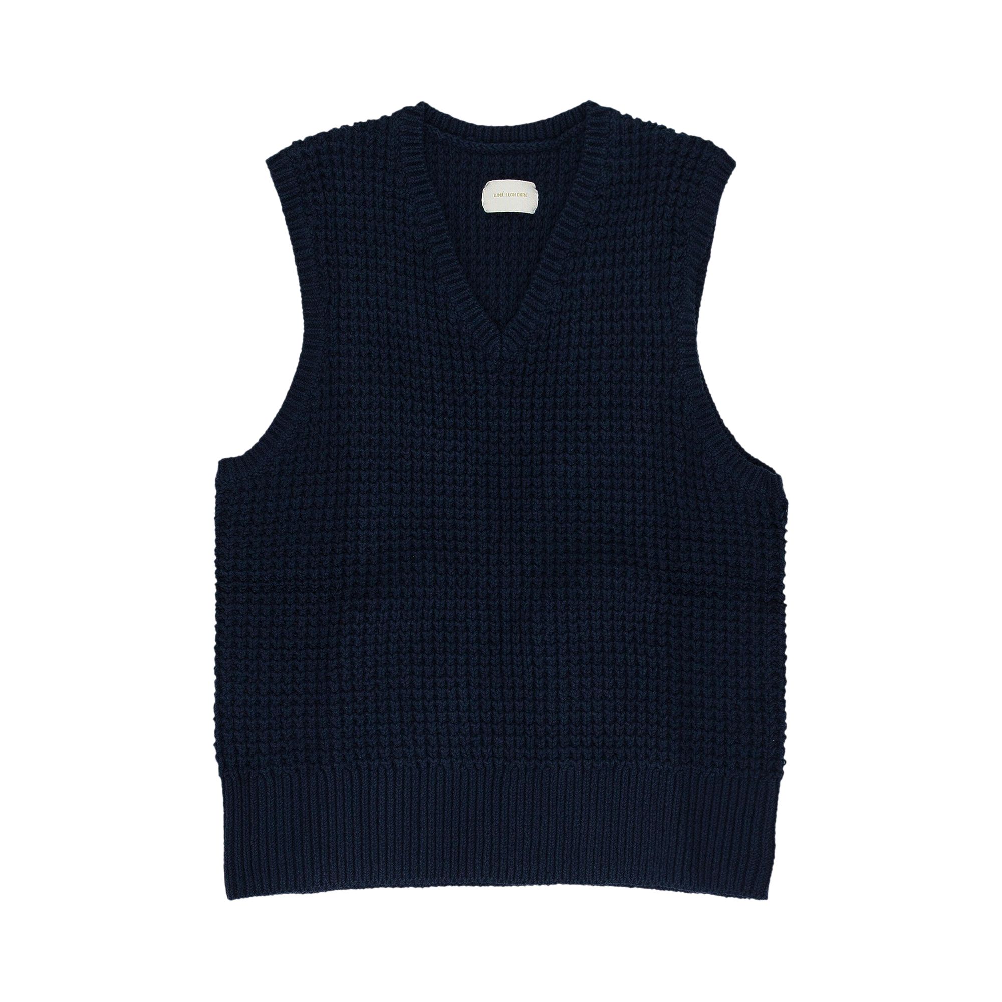 Pre-owned Aimé Leon Dore Waffle V Neck Sweater Vest 'navy' | Blue | Men's Size S