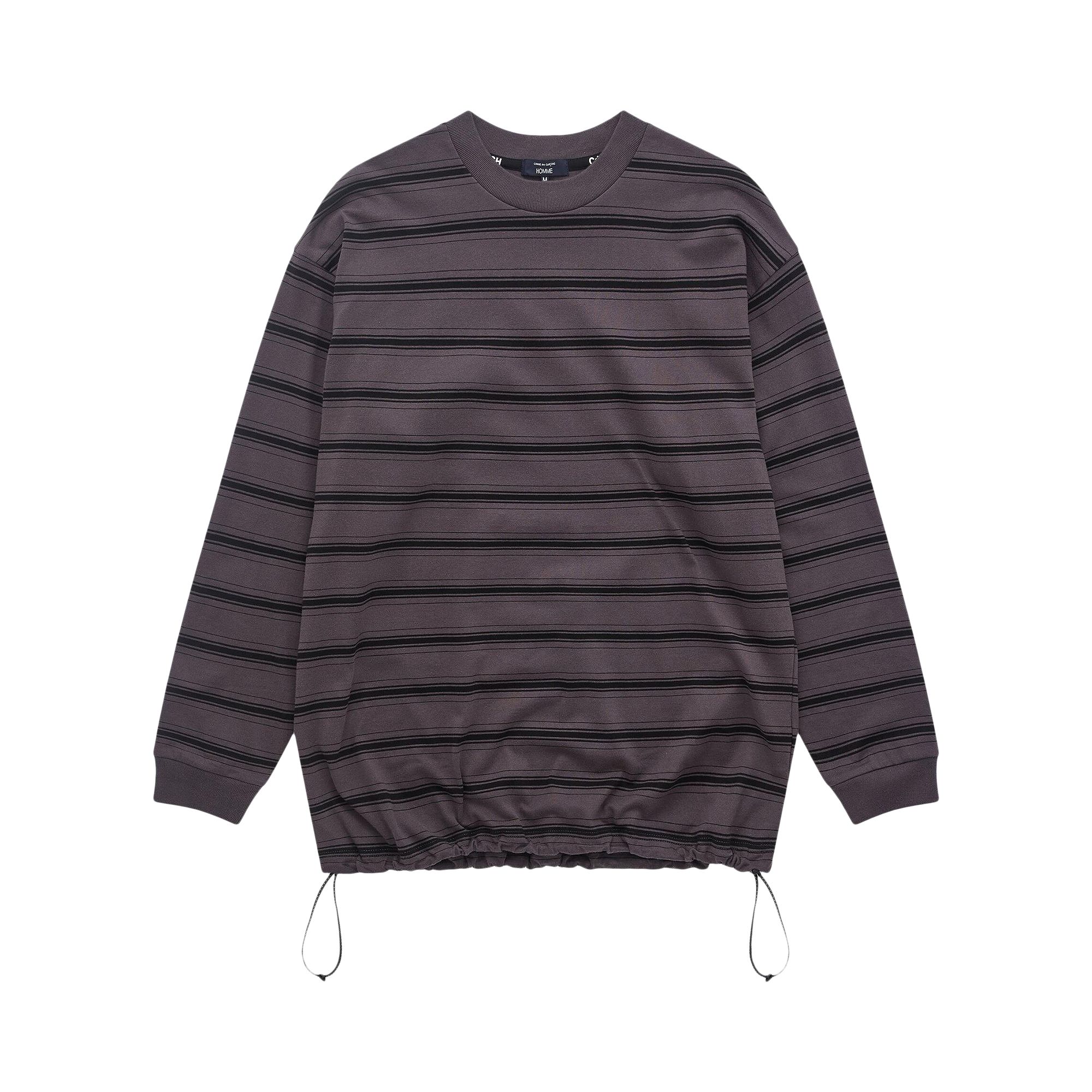 Pre-owned Comme Des Garçons Homme Deux Comme Des Garçons Homme Cotton Jersey Horizontal Stripes Long-sleeve Top 'grey/black' | Men's Size S In Gray