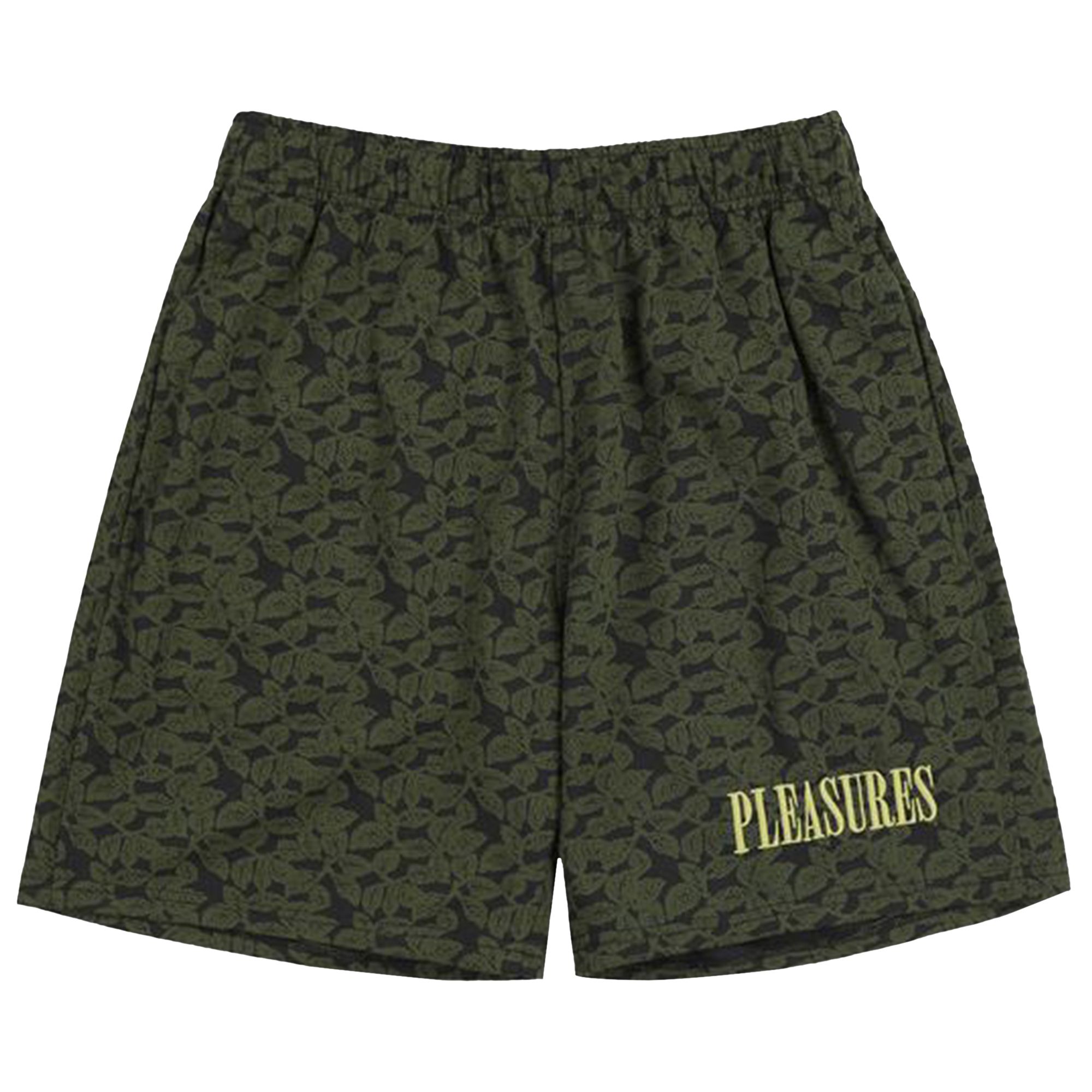 Pre-owned Pleasures Leaf Jacquard Shorts 'dark Olive' | Green | Men's Size S