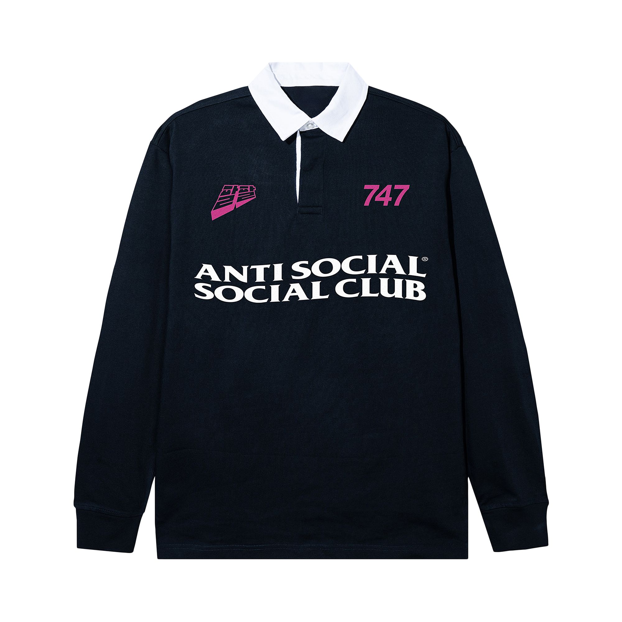 Pre-owned Anti Social Social Club Long-sleeve Rugby Polo 'black' | Men's Size Xl