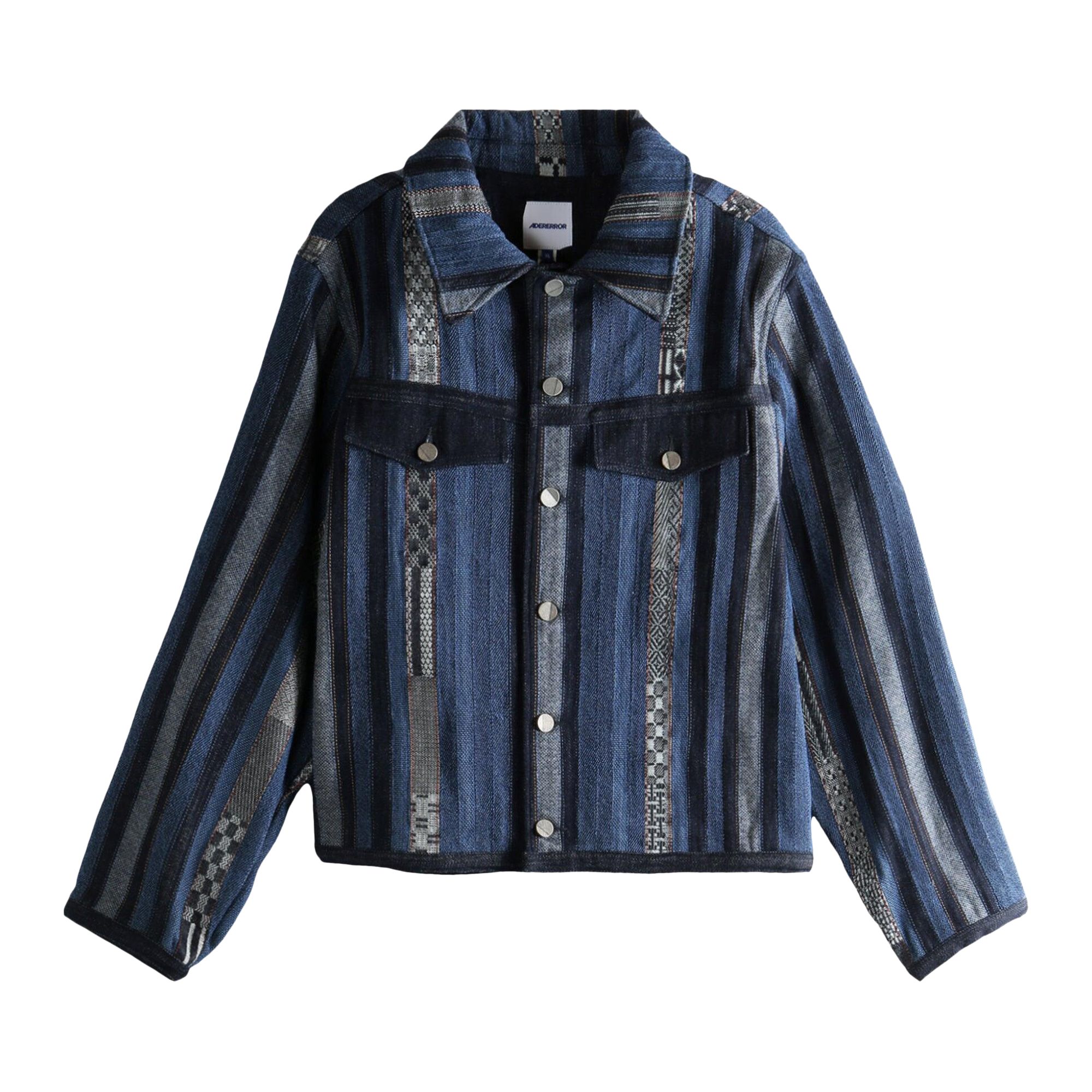 Pre-owned Ader Error Collared Striped Pattern Button Jacket 'blue' | Men's Size M