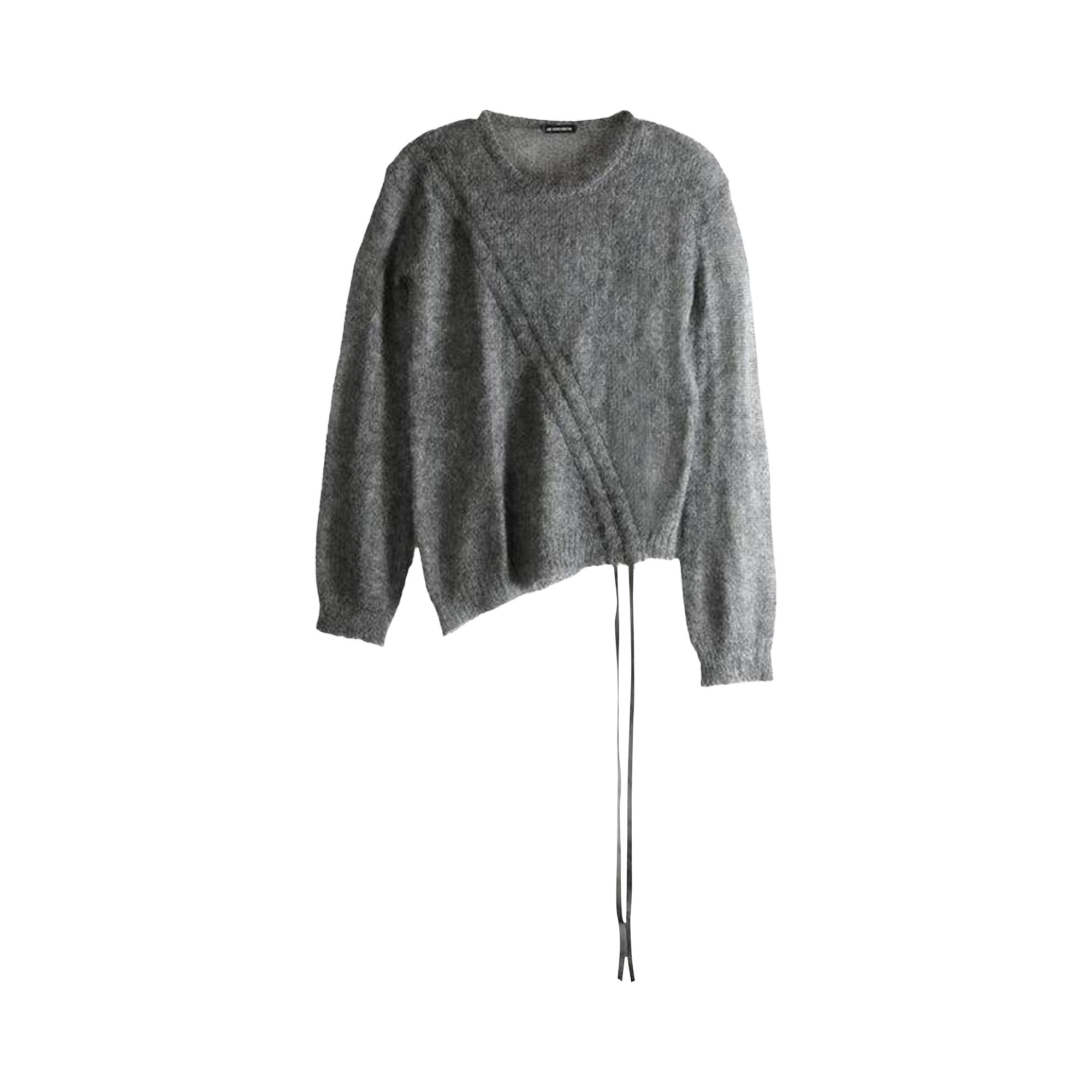 Pre-owned Ann Demeulemeester Zinaida Boat Neck Sweater With Drawstrings 'grey Melange' | Women's Size S In Gray