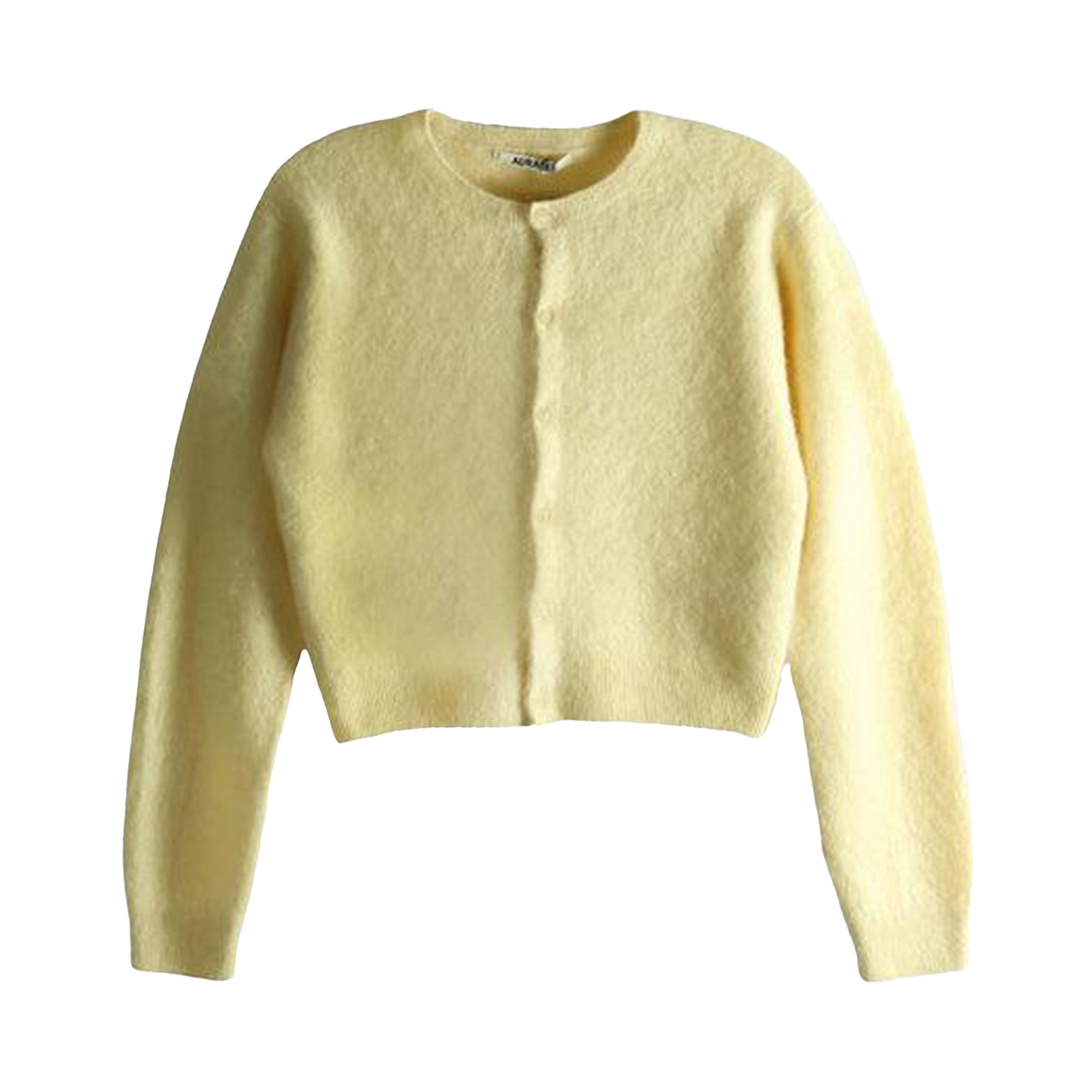 Pre-owned Auralee Garment-dyed Baby Alpaca Fur Knit Crew-neck Cardigan Jacket 'ecru' | Tan | Women's Size 0 In Brown