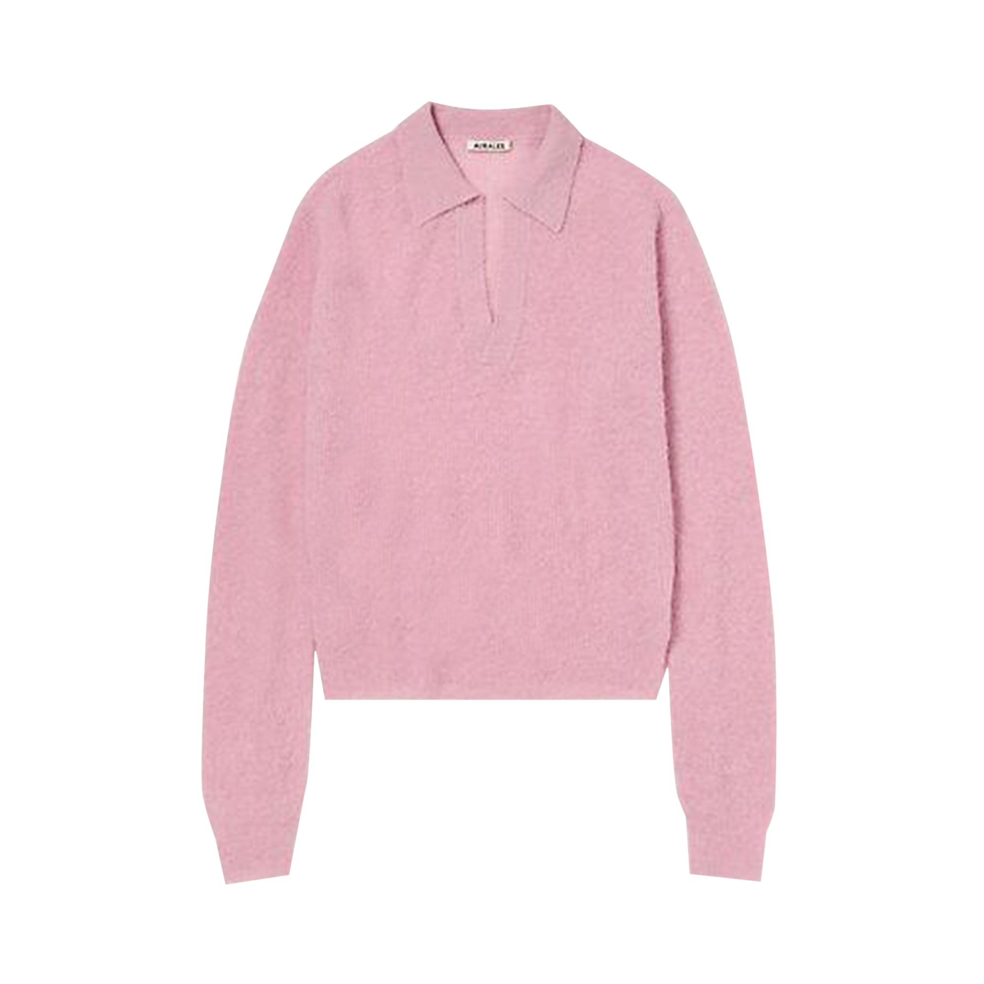 Pre-owned Auralee Baby Suri Alpaca Sheer Knit Skipper Polo Shirt 'pink' | Women's Size 0