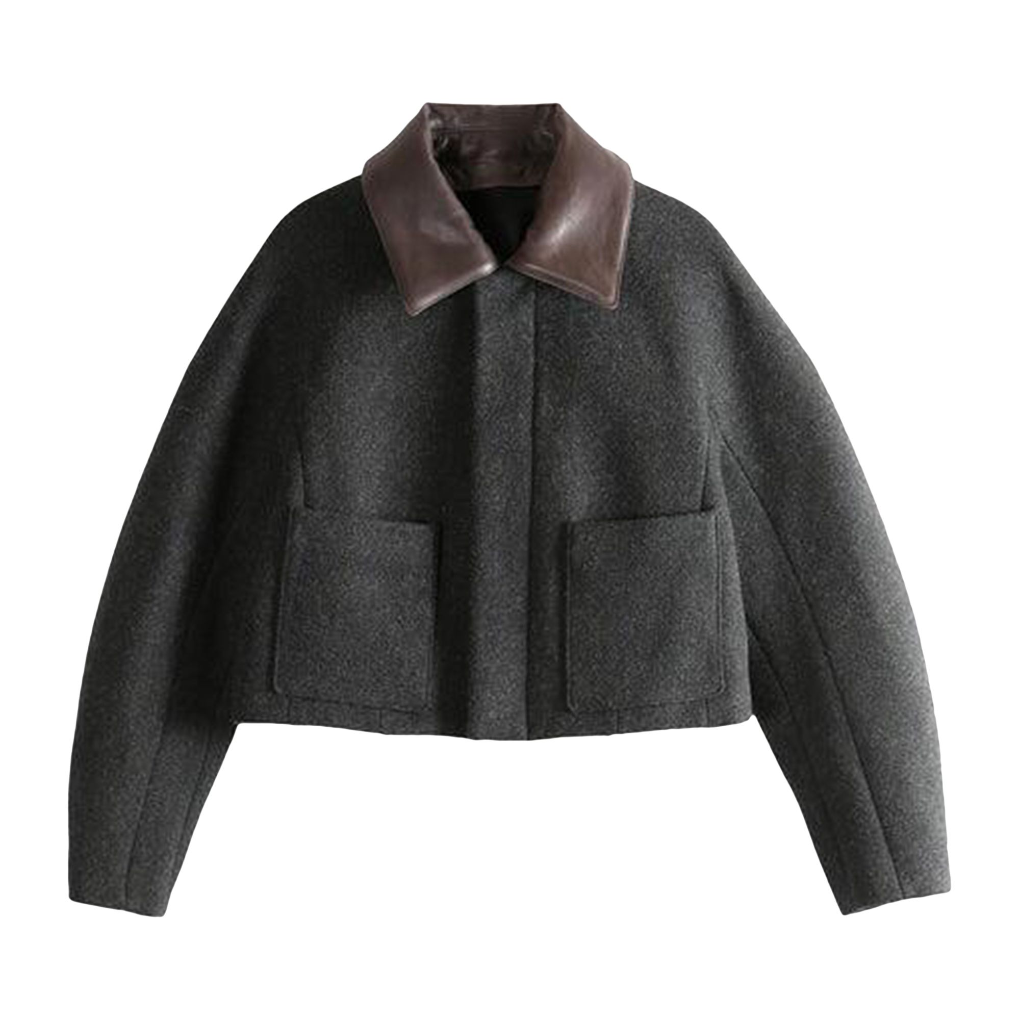 Pre-owned Auralee Shetland Wool Double Cloth Blouson Jacket 'dark Charcoal' | Brown | Women's Size 2