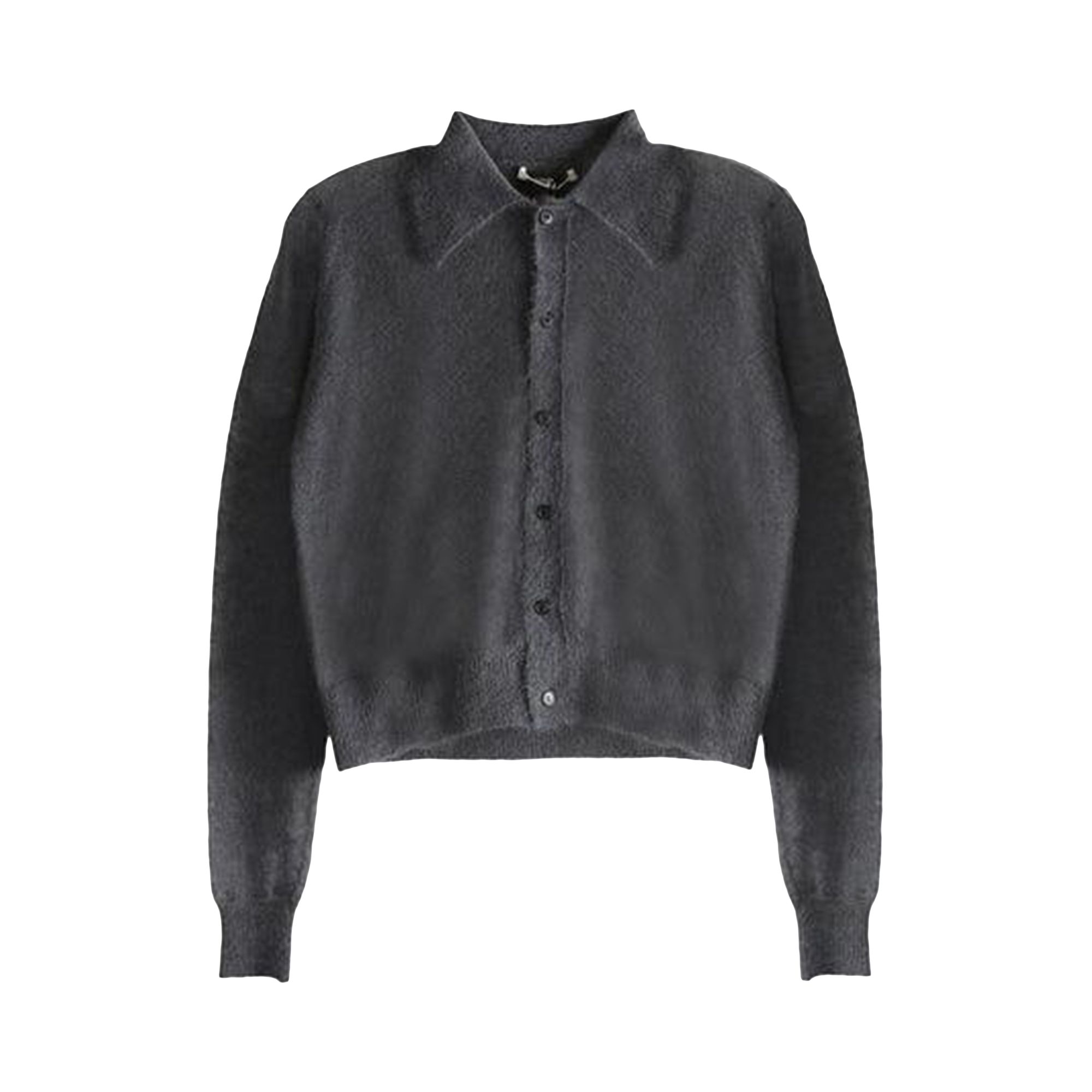 Pre-owned Auralee Kid Mohair Sheer Knit Cardigan Shirt 'charcoal' | Brown | Women's Size 0